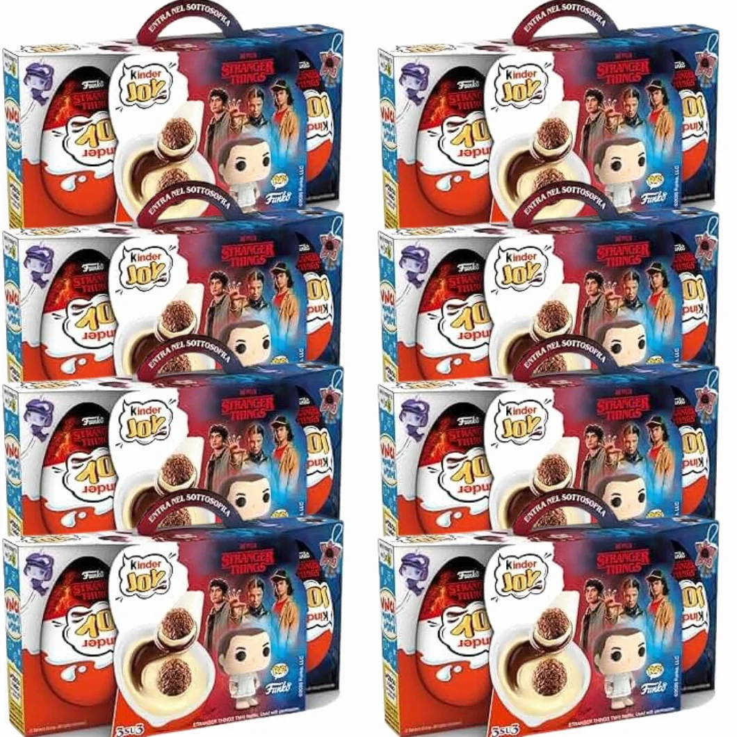 8X Paquete de 8 para Kinder Joy Edición Stranger Things, paquete de 8 con 3 huevos sorpresa cada uno, edición especial de Netflix, 60 g