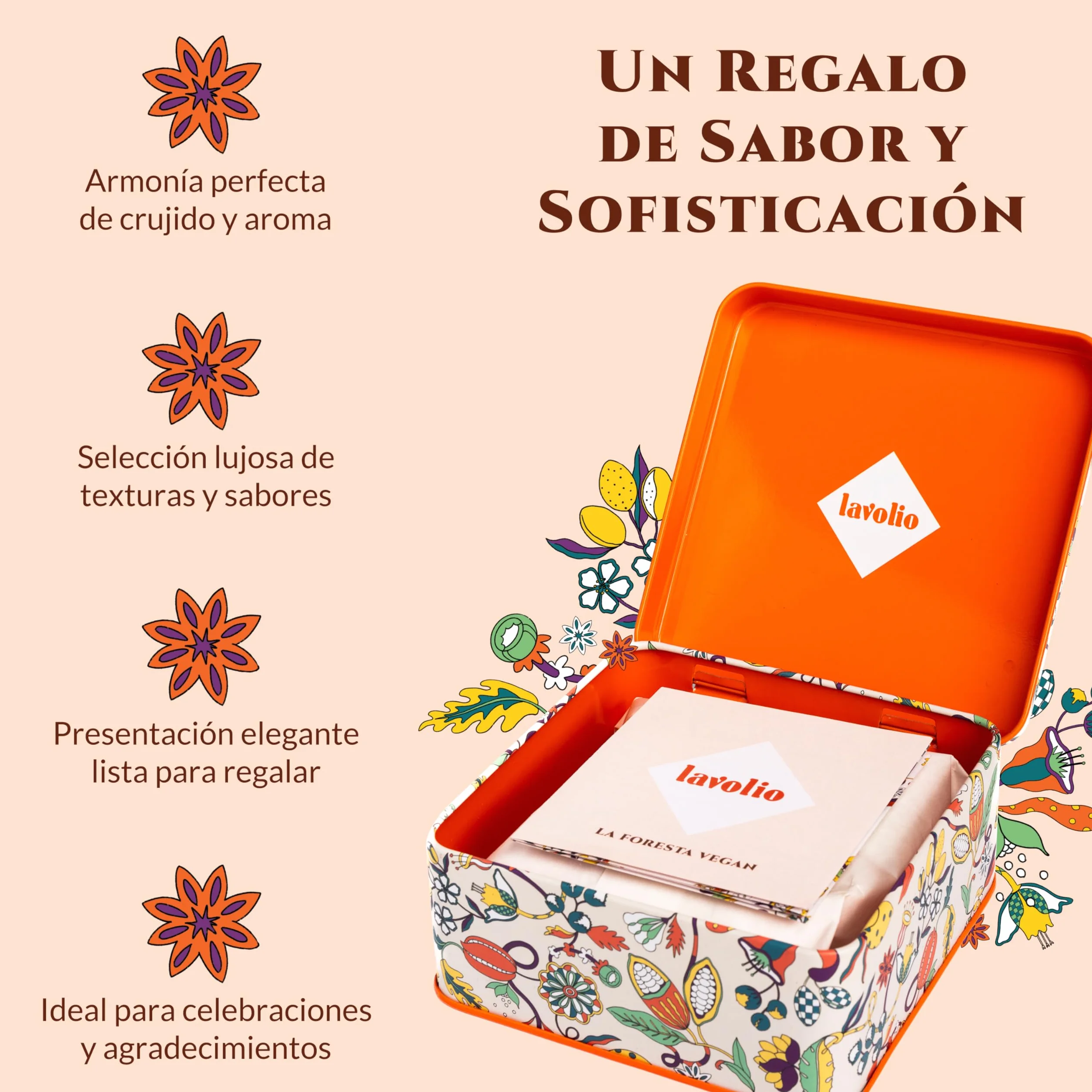 Caja de Bombones Veganos de Chocolate con Frutos Secos – Pralinés de Almendra, Avellana y Pistacho con Chocolate Negro – Regalo ideal para el Día de la Madre – Lavolio La Foresta Vegan, 150g