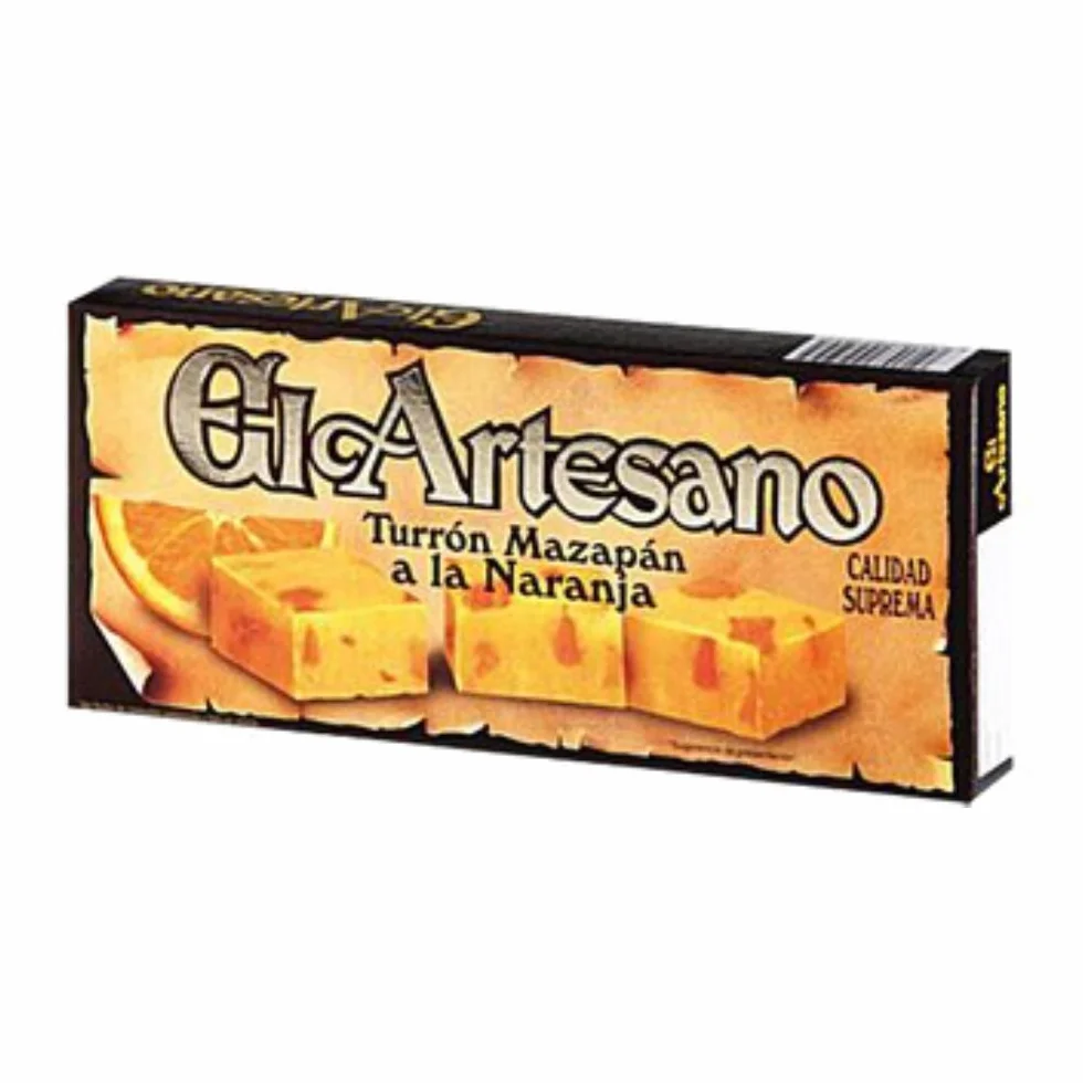 El Artesano - Turrón de Mazapán a la Naranja, Dulce Artesanal con Mazapán Suave y Toque Cítrico de Naranja, Combinación Fresca y Deliciosa, Ideal para los Amantes de Sabores Únicos