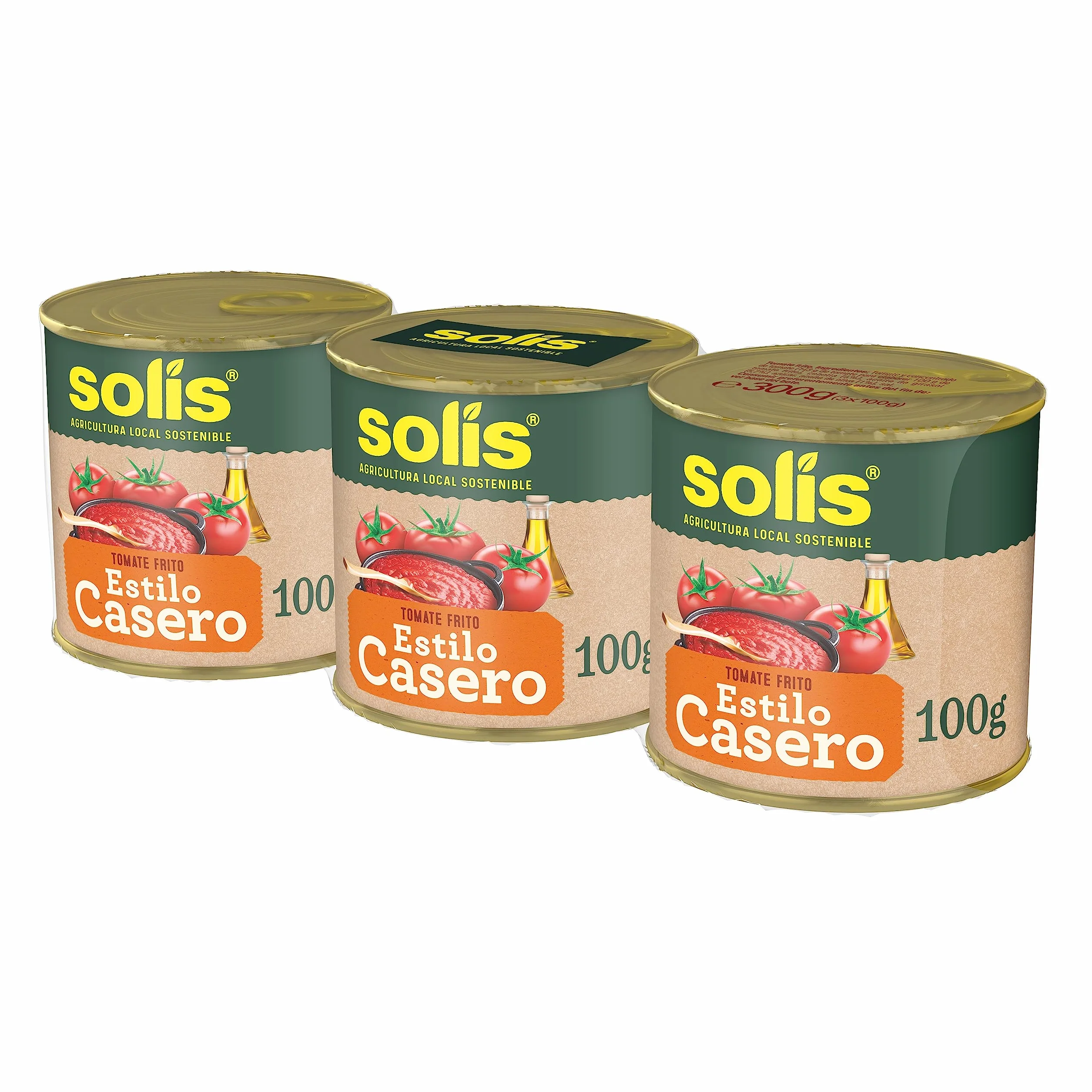 SOLÍS Tomate Frito Estilo Casero Tripack Lata - Sin Gluten - Pack de 3 x 100g