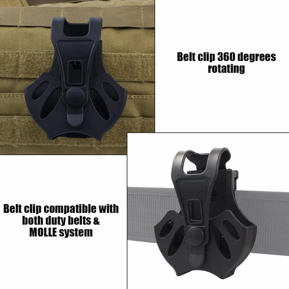 ACEXIER Funda táctica para esposas de cadena o bisagra con clip de cinturón Molle giratorio 360°