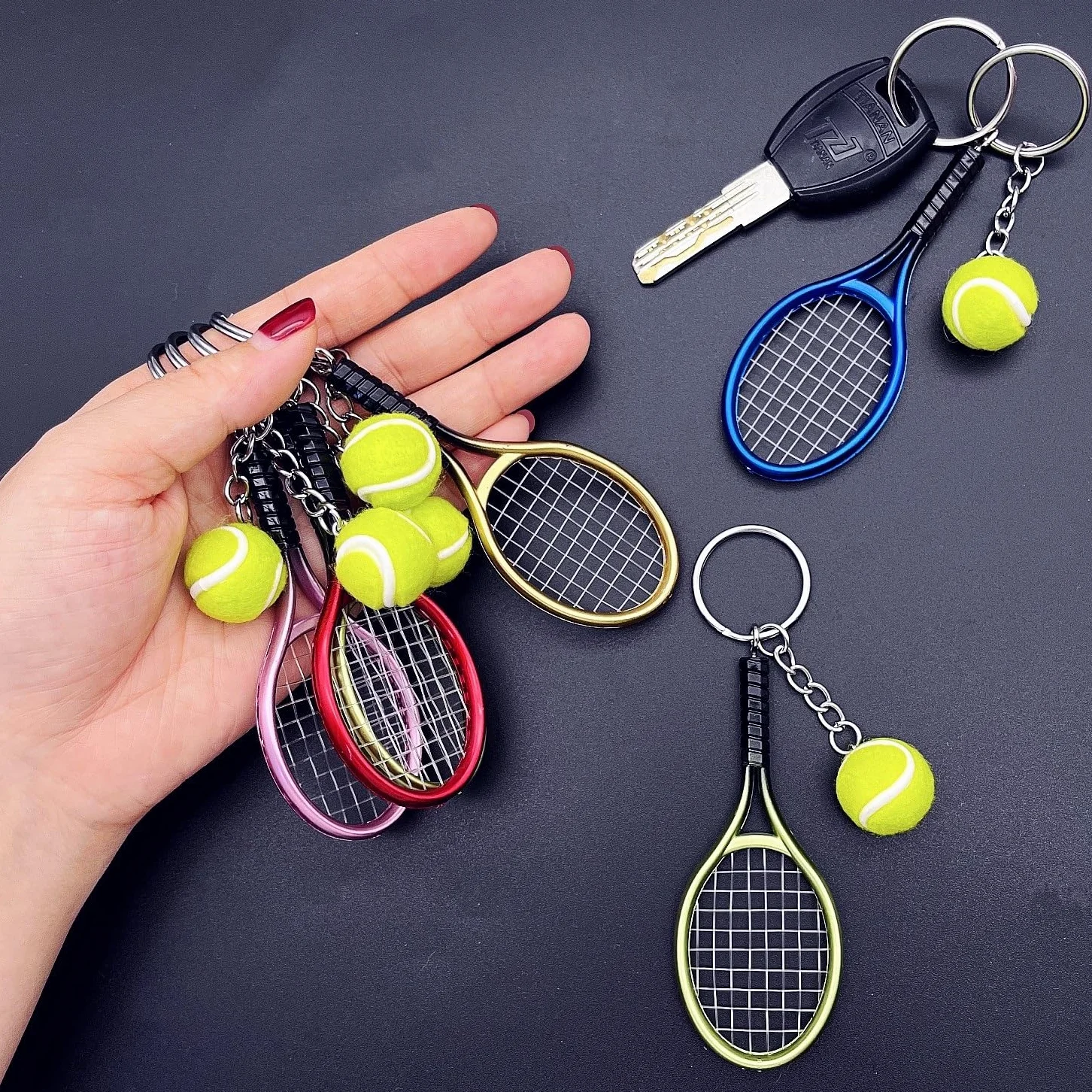 Llavero raqueta de tenis mini JZK, regalo temático tenis, decoración fiesta