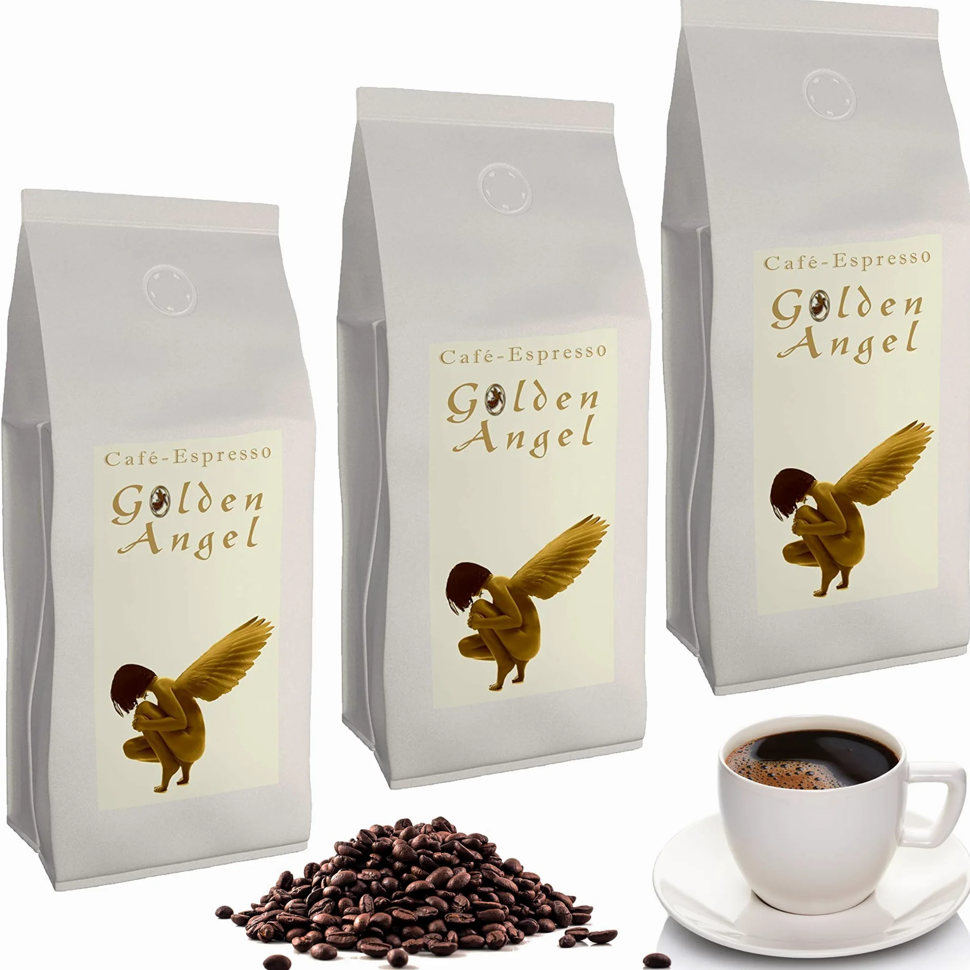 C&T Golden Angel Espresso Deluxe 3 x 1000 g de granos de café enteros – El café de punta de nuestra famosa serie Espresso Angel