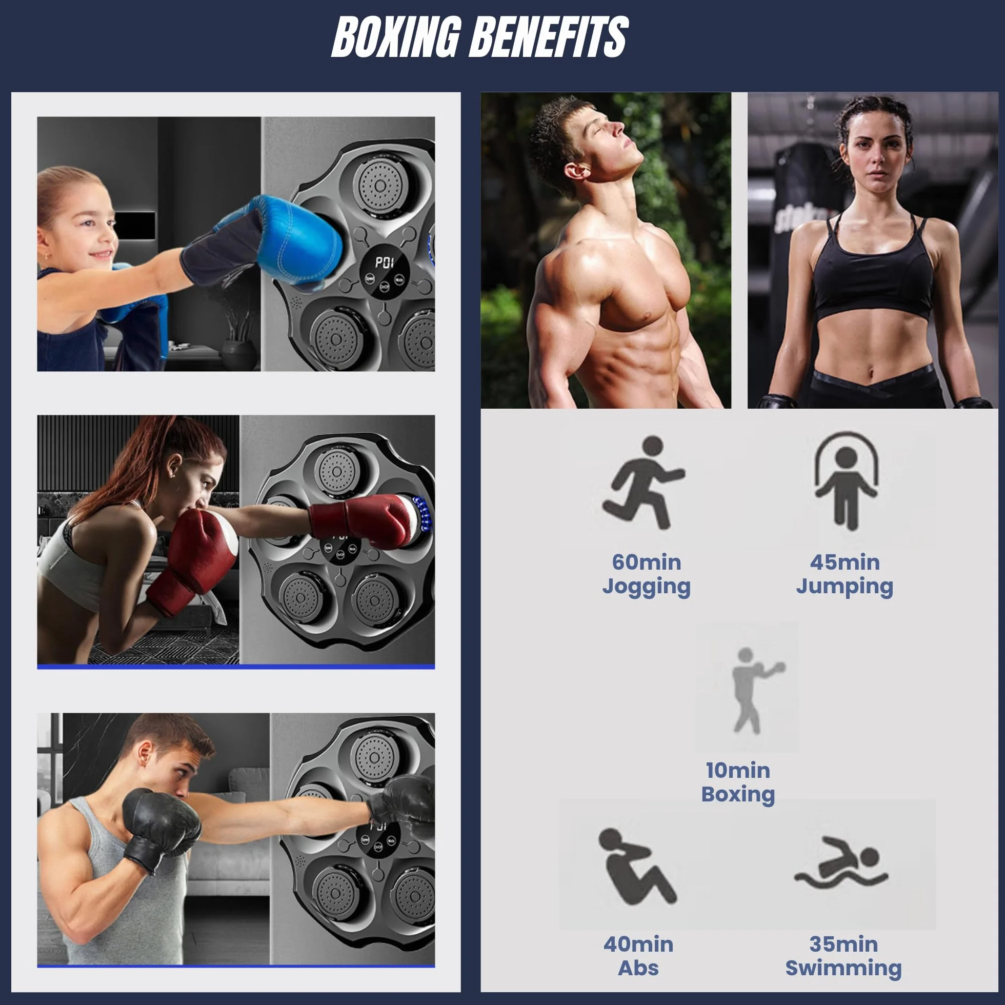 MAGIC SELECT Máquina de Boxeo Musical, Almohadilla de Boxeo LED con Guantes, Bluetooth, Luces al Ritmo