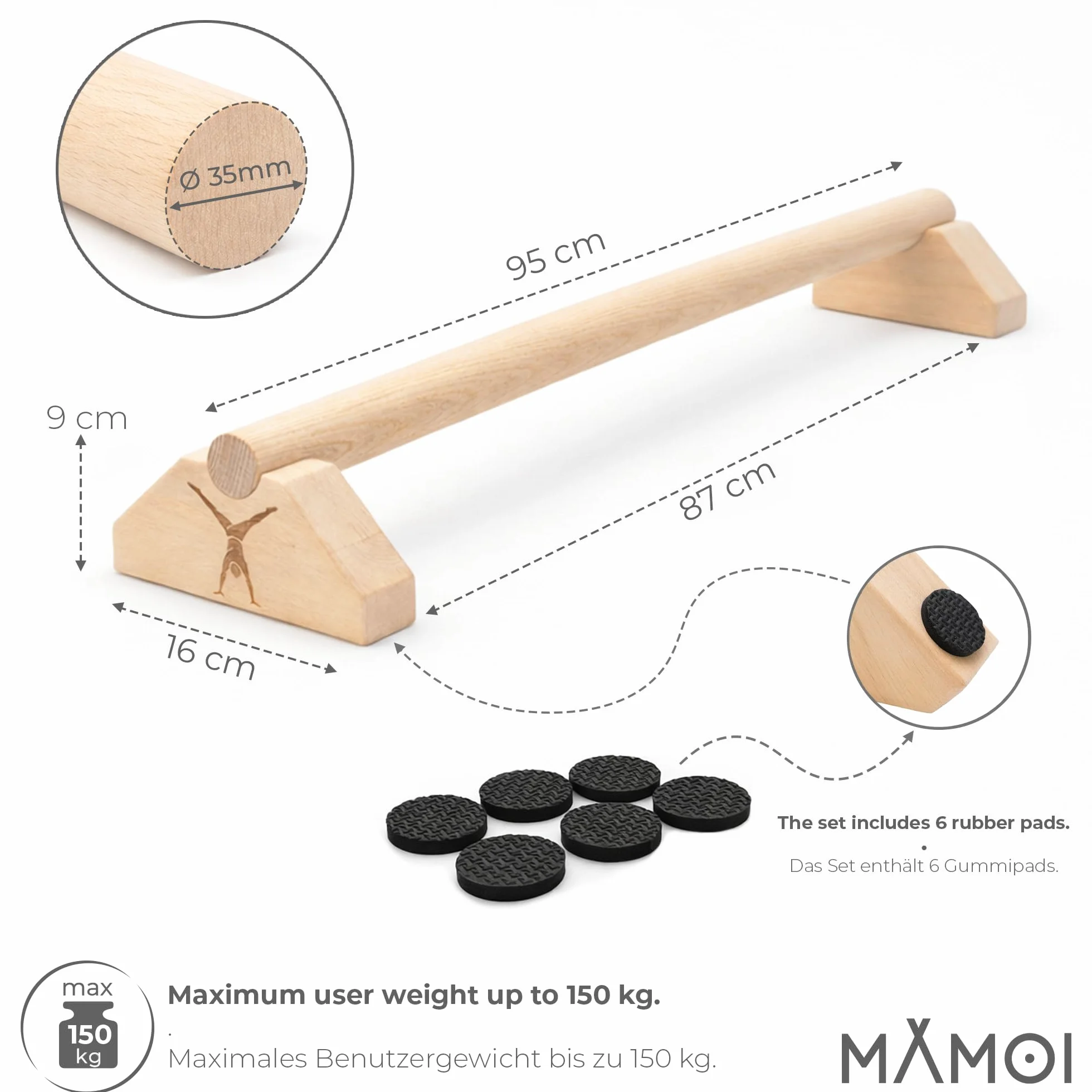MAMOI Parallettes de entrenamiento calistenia, barras paralelas antideslizantes para flexiones fitness