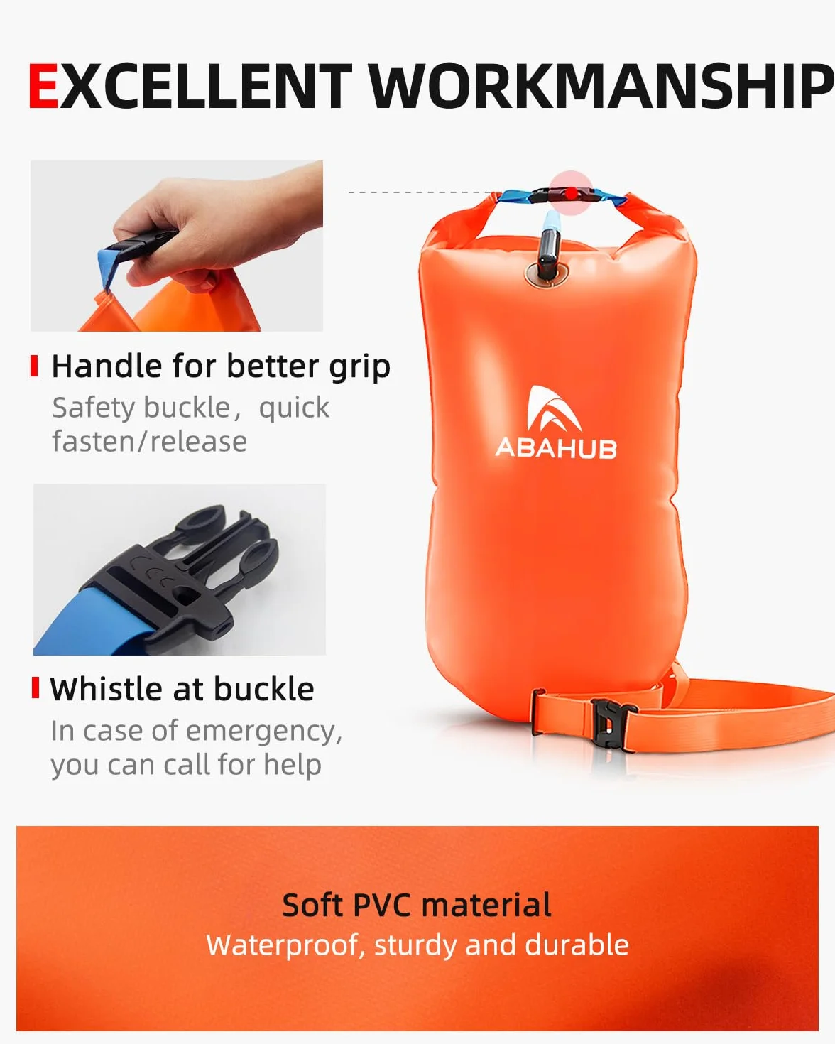 Abahub Flotador de natación en aguas abiertas con almacenamiento impermeable inflable bolsa seca