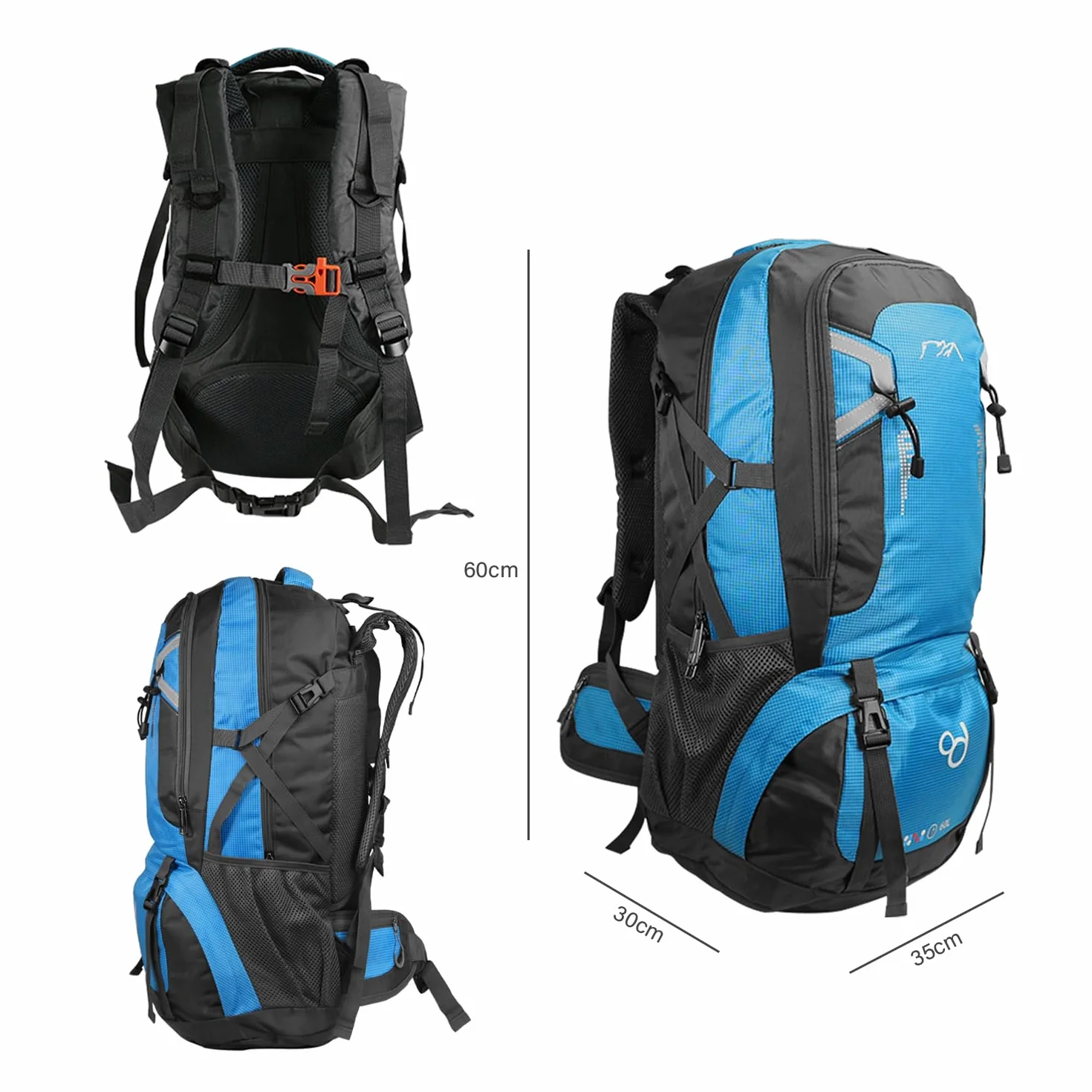 OcioDual Mochila Senderismo 60 Litros, Mochila Trekking, Ligera, Azul