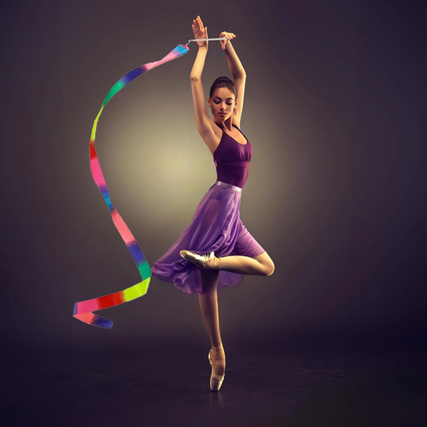 Cintas de Gimnasia Multicolores 2 Metros para Danza, Gimnasia Rítmica, Circo, Ejercicios de Suelo, Competición