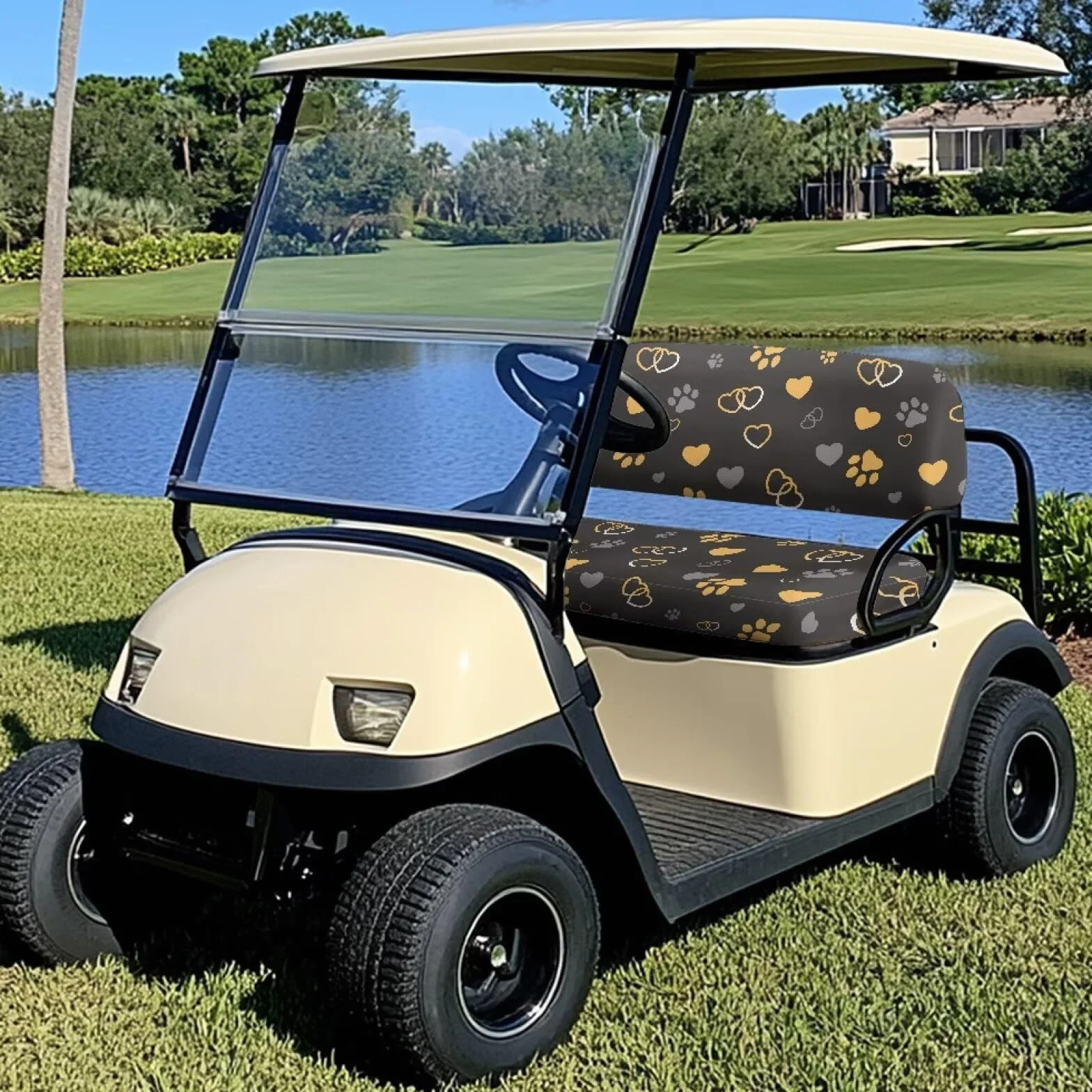 Fundas de repuesto para asiento de carrito de golf, negro, universal para EZGO TXT/RXV y Club Car Precedent, antideslizante