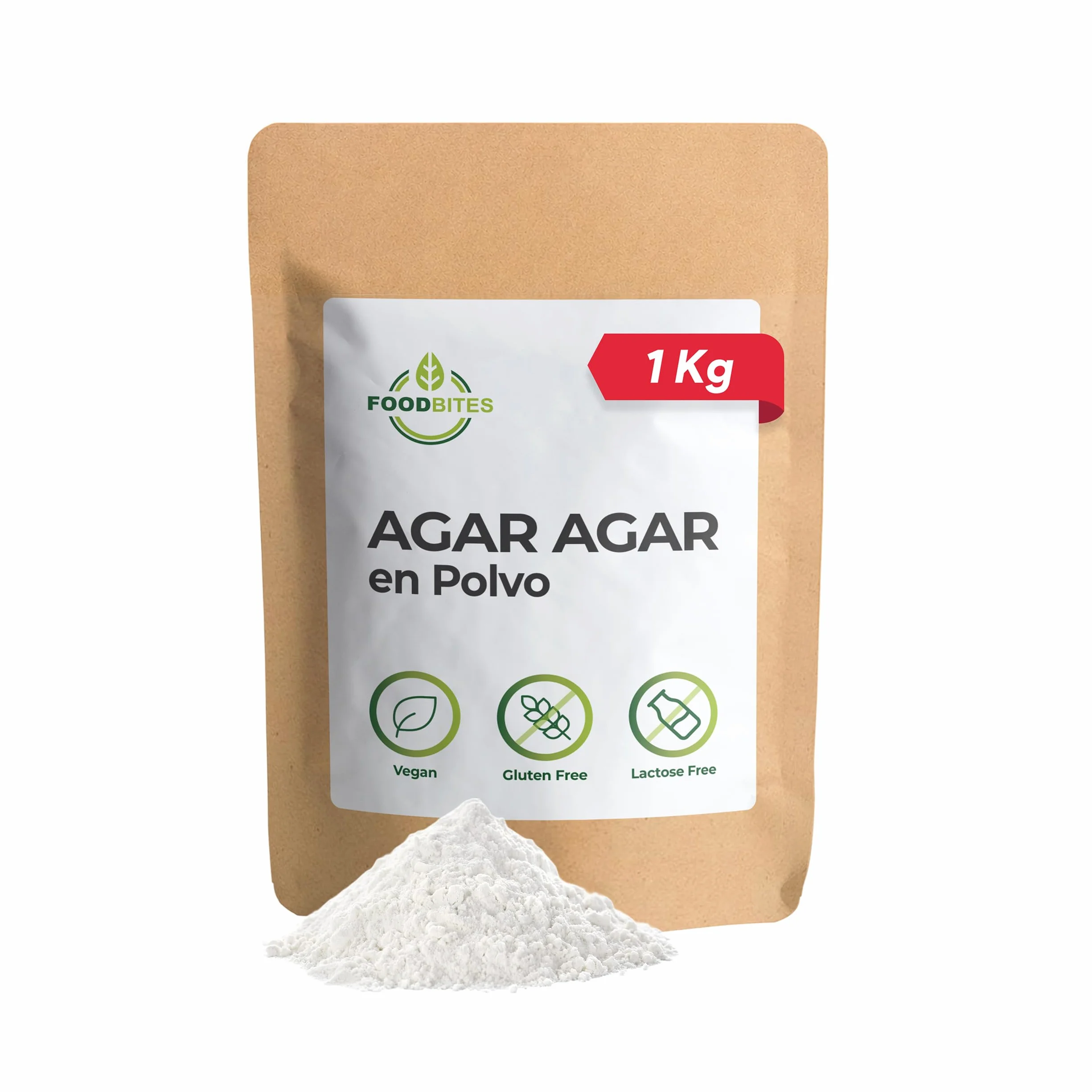 Food Bites Agar Agar en Polvo Alimentario 1Kg para Cocinar – Espesante Alimentario para Postres, Cocina Molecular y Mixología – Gelatina sin Sabor en Polvo Natural – eBook DE REGALO con 20 Recetas