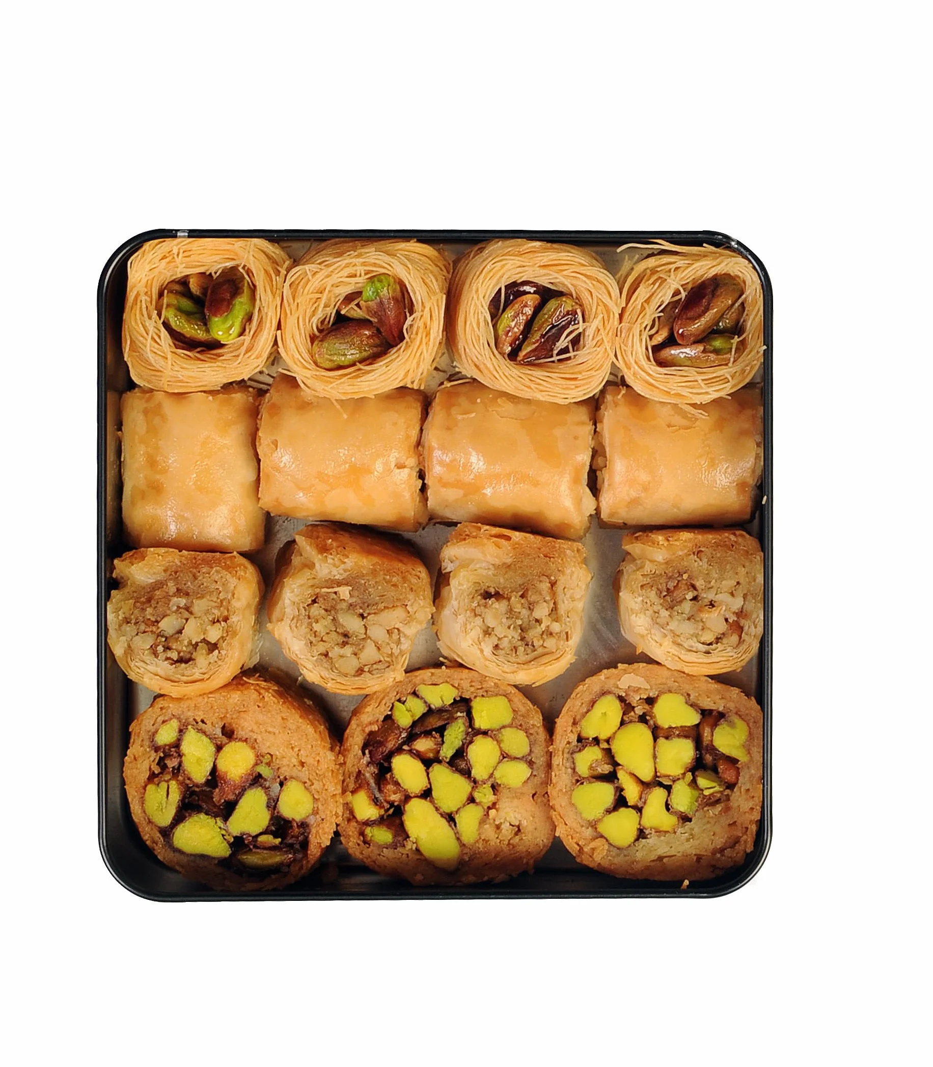Mughe Gourmet - Caja de regalo elegante de surtido de Baklava - Baklawa Pequeños postres en tamaño bocado de pistacho, anacardo, avellana y nuez - 250g - Perfecto para cumpleaños, Navidad, Eid y más
