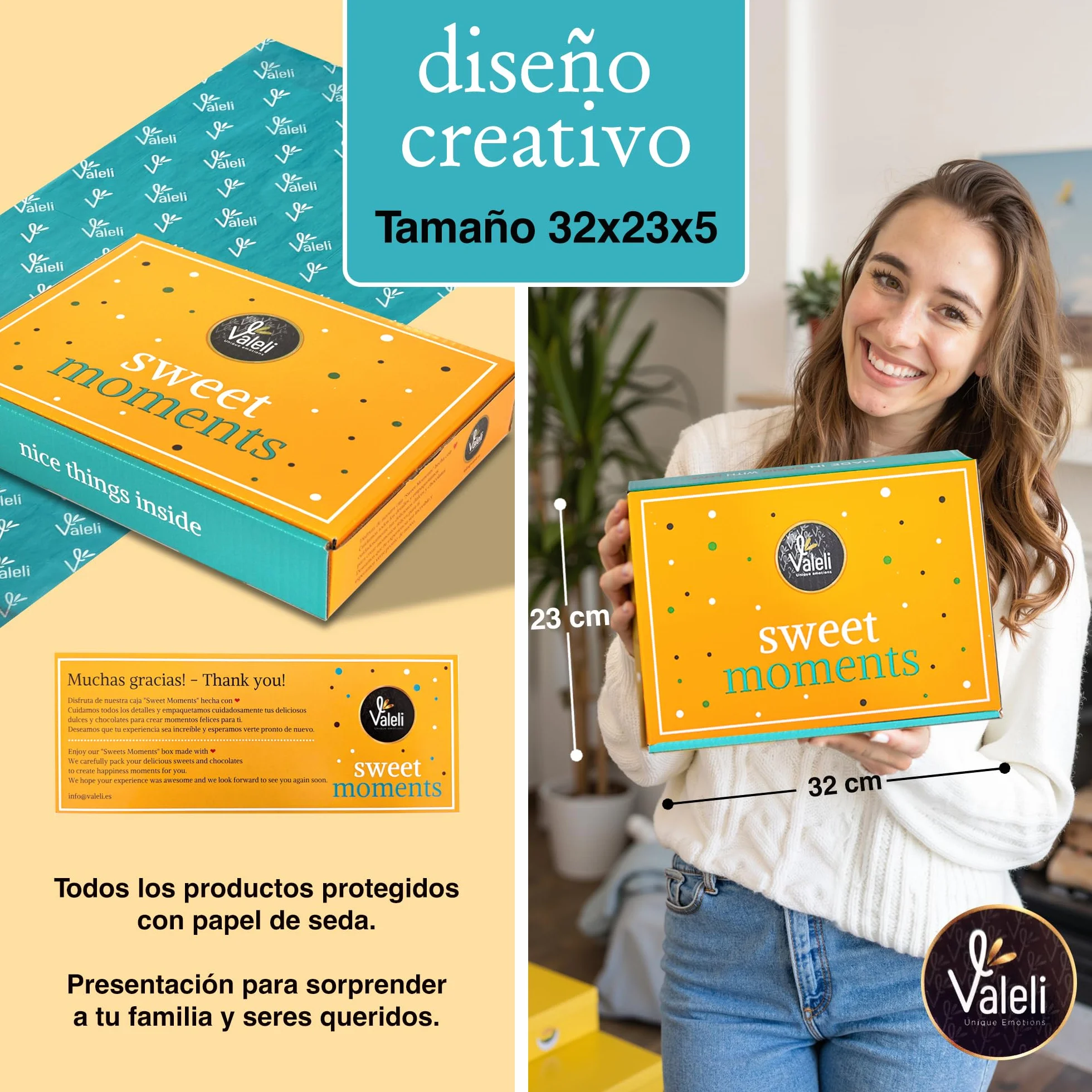 Valeli, Chocolates y Golosinas Cesta dulces y chocolatinas, Caja Regalo Original: Cumpleaños - 1 kg paquetes, bolsas
