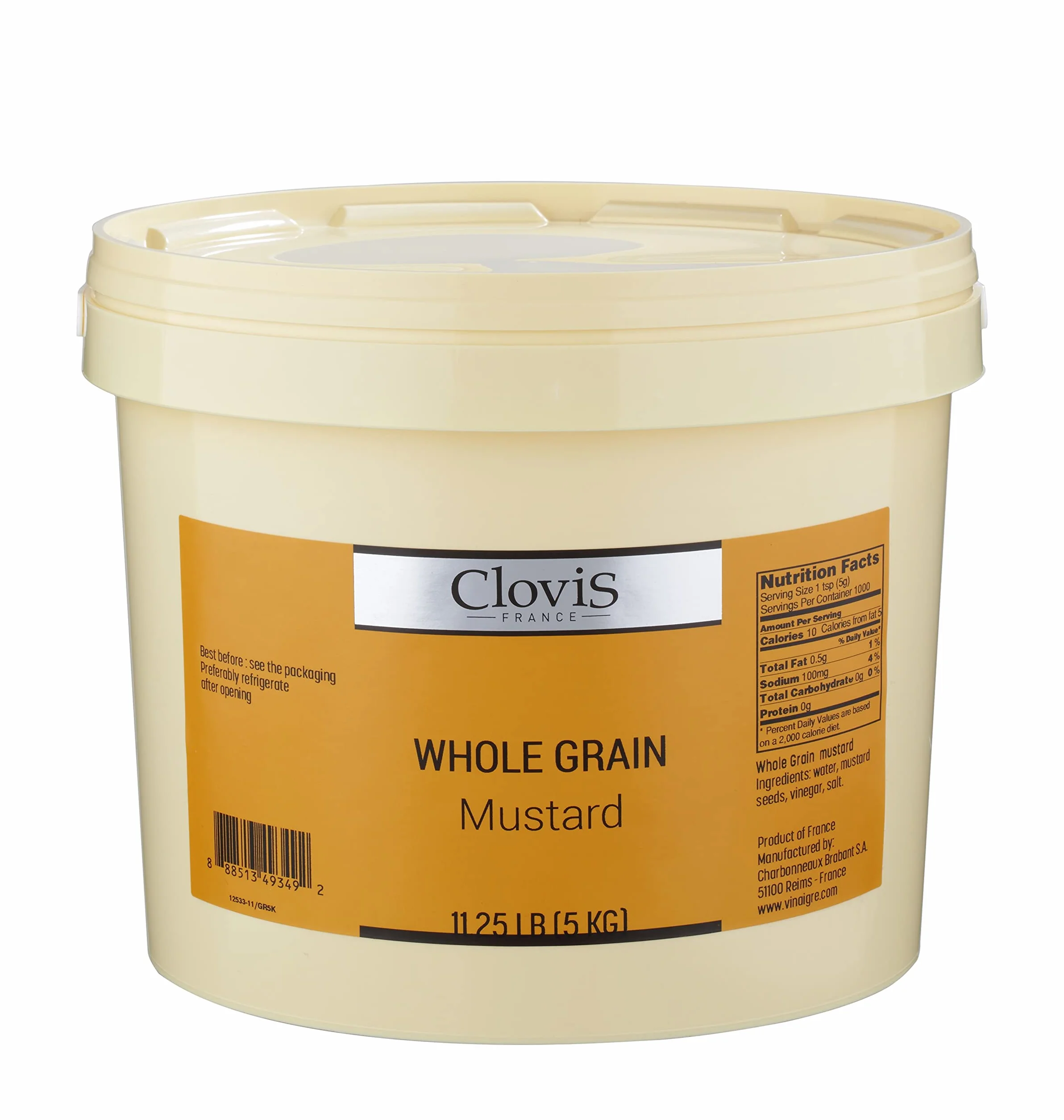 Mostaza a la Antigua Clovis 5kg Salsa Original Francia Granos Enteros Condimento