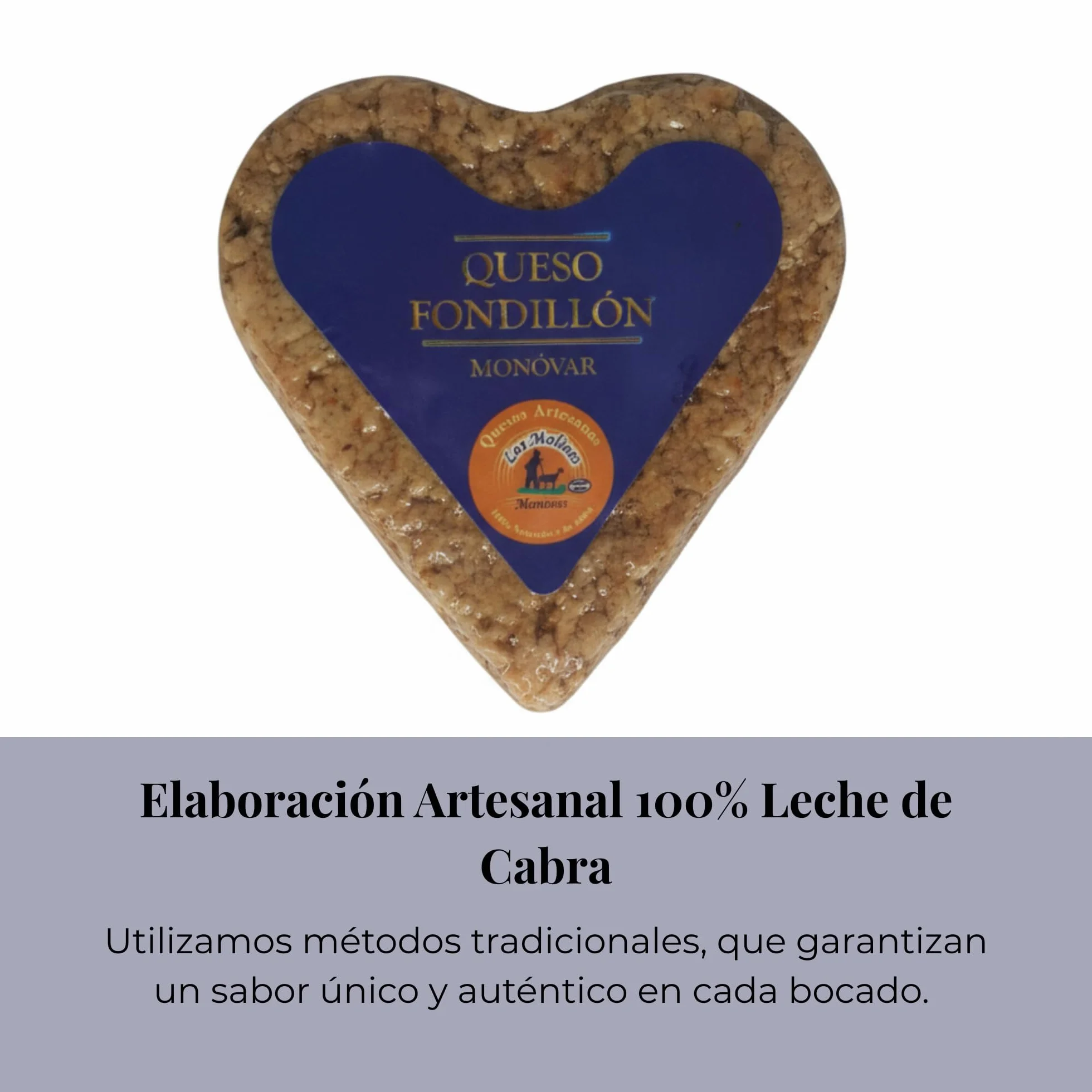 Queso Artesano Fondillón 100% de Leche de Cabra Entero 380 gr | Queso Gourmet Forma de Corazón Elaboración Tradicional y Casera con Ganadería Propia | Sabor Único y Natural (CON CAJA)