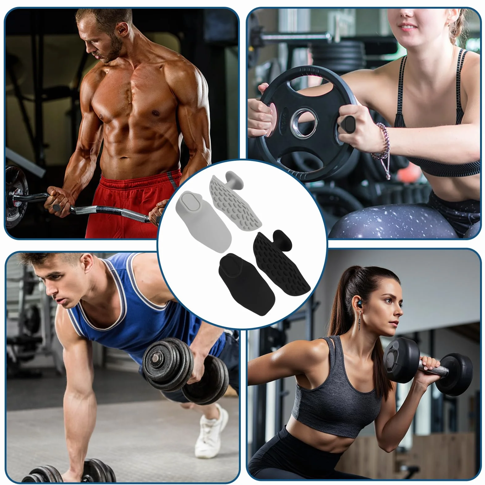 Manoplas Gym de Silicona Antideslizantes sin Dedos para Levantamiento de Pesas