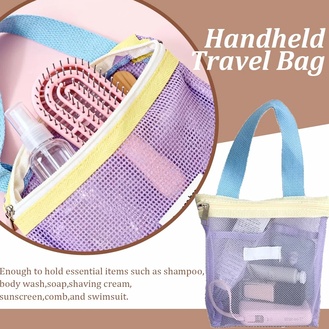 Bolsa de Ducha de Malla, Bolsa de Playa Portátil de Gran Capacidad, Organizador de Baño, Neceser Playa Transparente, Con Asa, Para Viajes, Gimnasio, Natación
