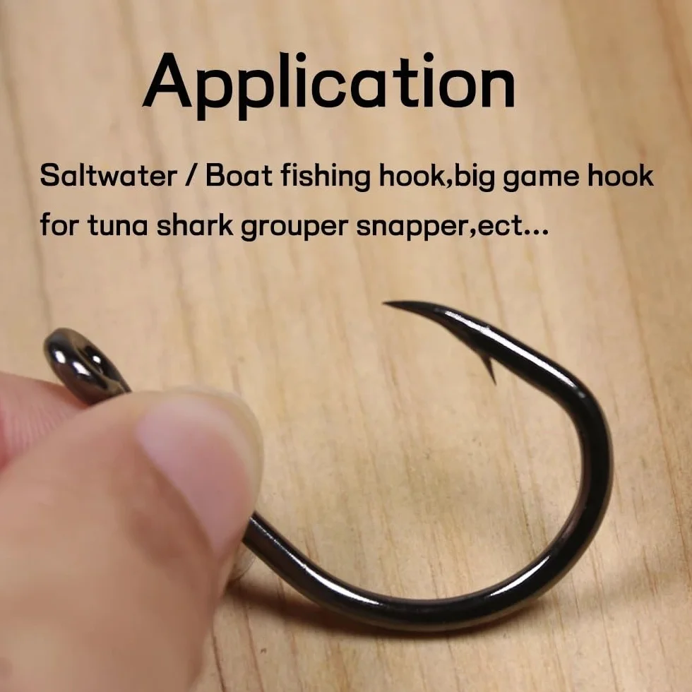 High Carbon Steel Live Bait Hook 4X Strong Barbed Fishing Hooks Saltwater Tuna Shark Bass 3/0