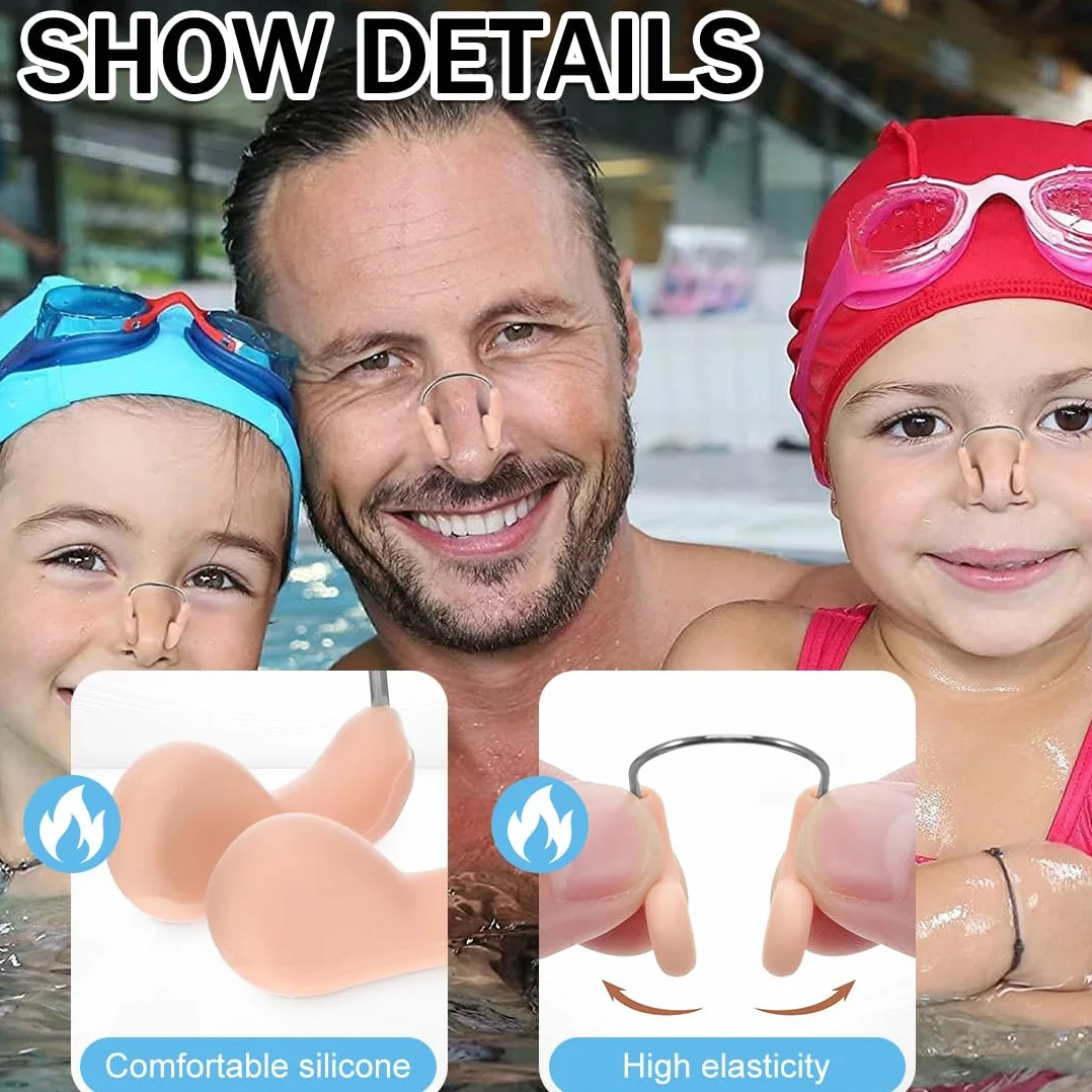 Tapones de Nariz de Natación de Silicona Impermeables, 8 Piezas Clip de Nariz para Nadadores