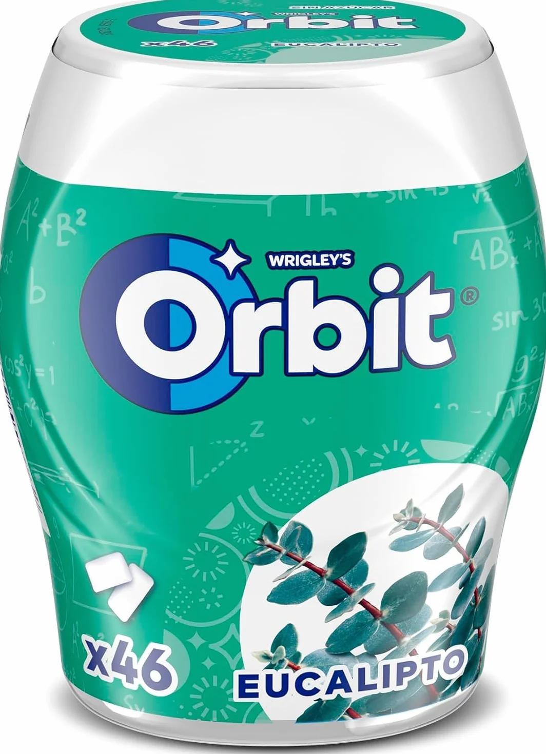 Orbit Bote de Chicles Sin Azúcar Sabor Eucalipto, Fresco, Intenso y de Larga Duración en formato Gragea (6 x 46 chicles)