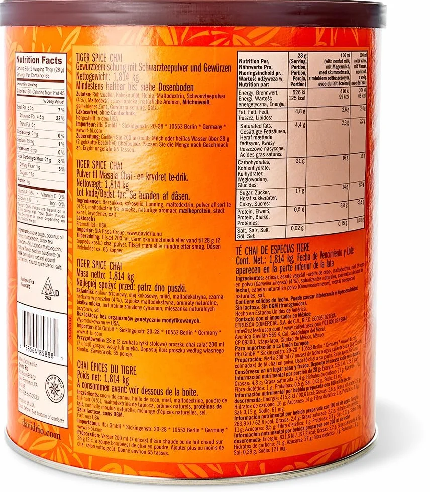 David Rio Tiger Spice Chai Tea, 4lb. (1814g) bolsa by David Rio