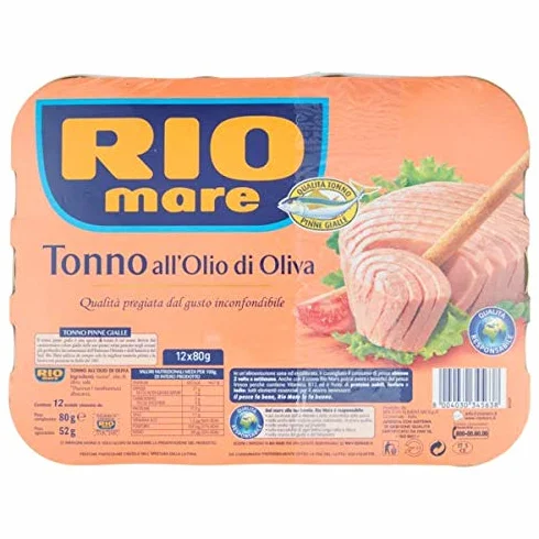 Rio Mare: Juego de 12 latas de atún en aceite de oliva, atún de aleta amarilla, paquete de 12, 80 g (2.82 oz) cada una de 960 g (33.86 oz) en total