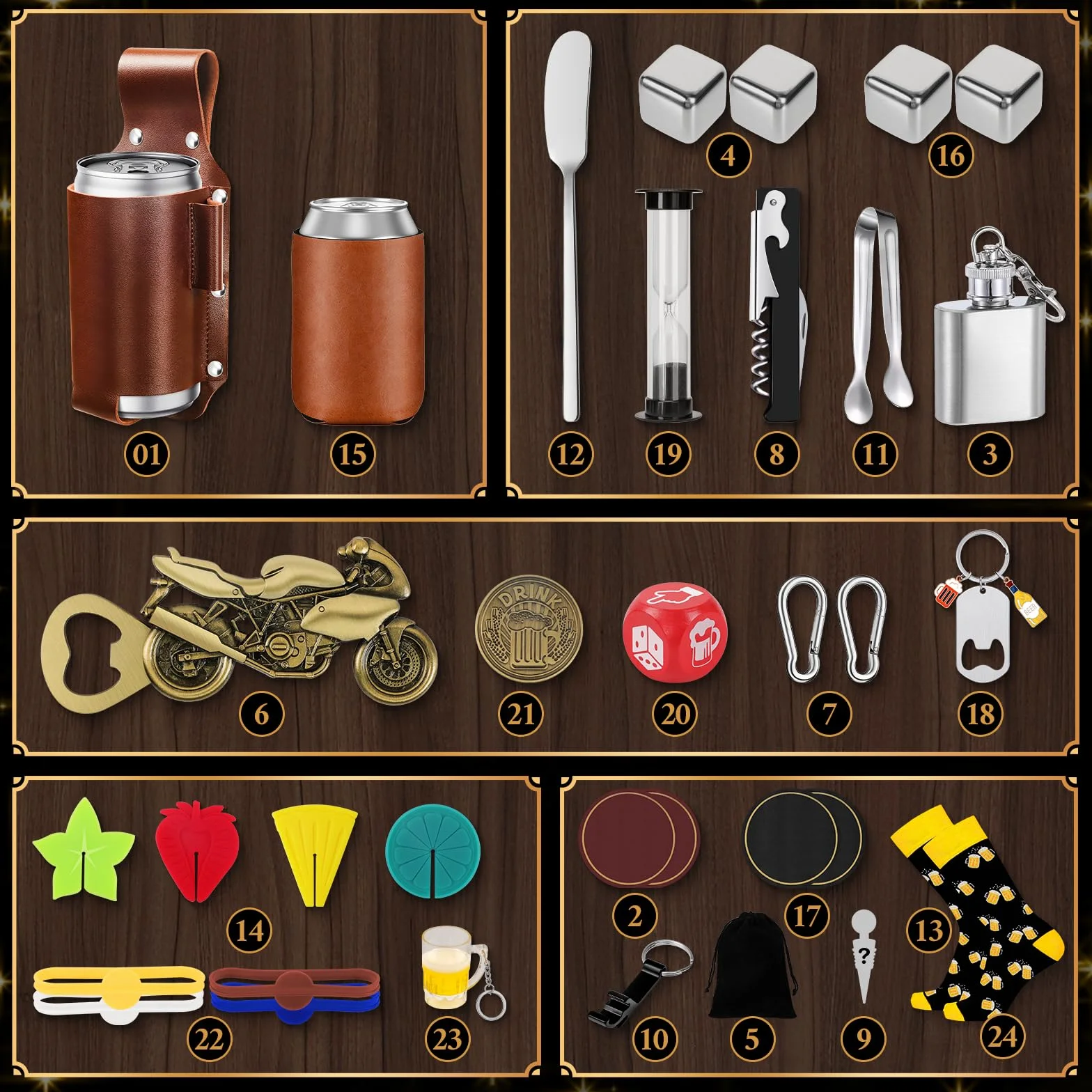 Calendario Adviento Hombre 2025 con 24 Regalos Originales Set Vino Petaca Abridor Posavasos