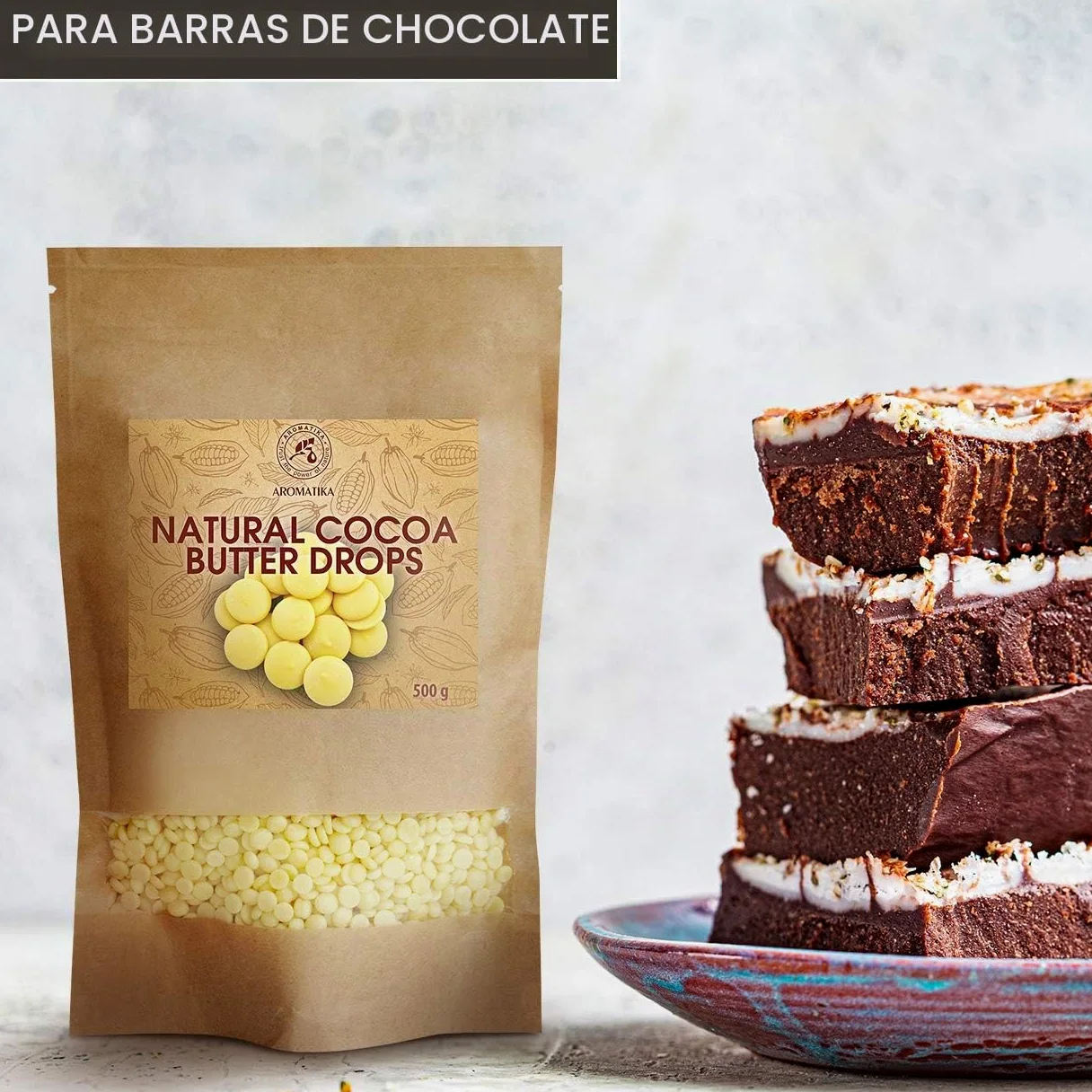 Manteca de Cacao Comestible 500g - Theobroma - Cacao Nibs - Raw Sin Refinar Manteca de Cacao - Pastillas de Manteca de Cacao Granulos - Hornear Manteca de Cacao Alimentaria para Hornear y Hacer