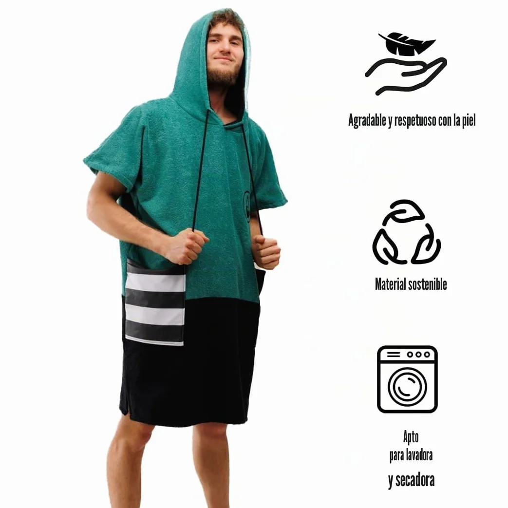 Poncho de surf WAVE HAWAII Faro 100% algodón para mujer hombre adulto talla M/L 160-190 cm