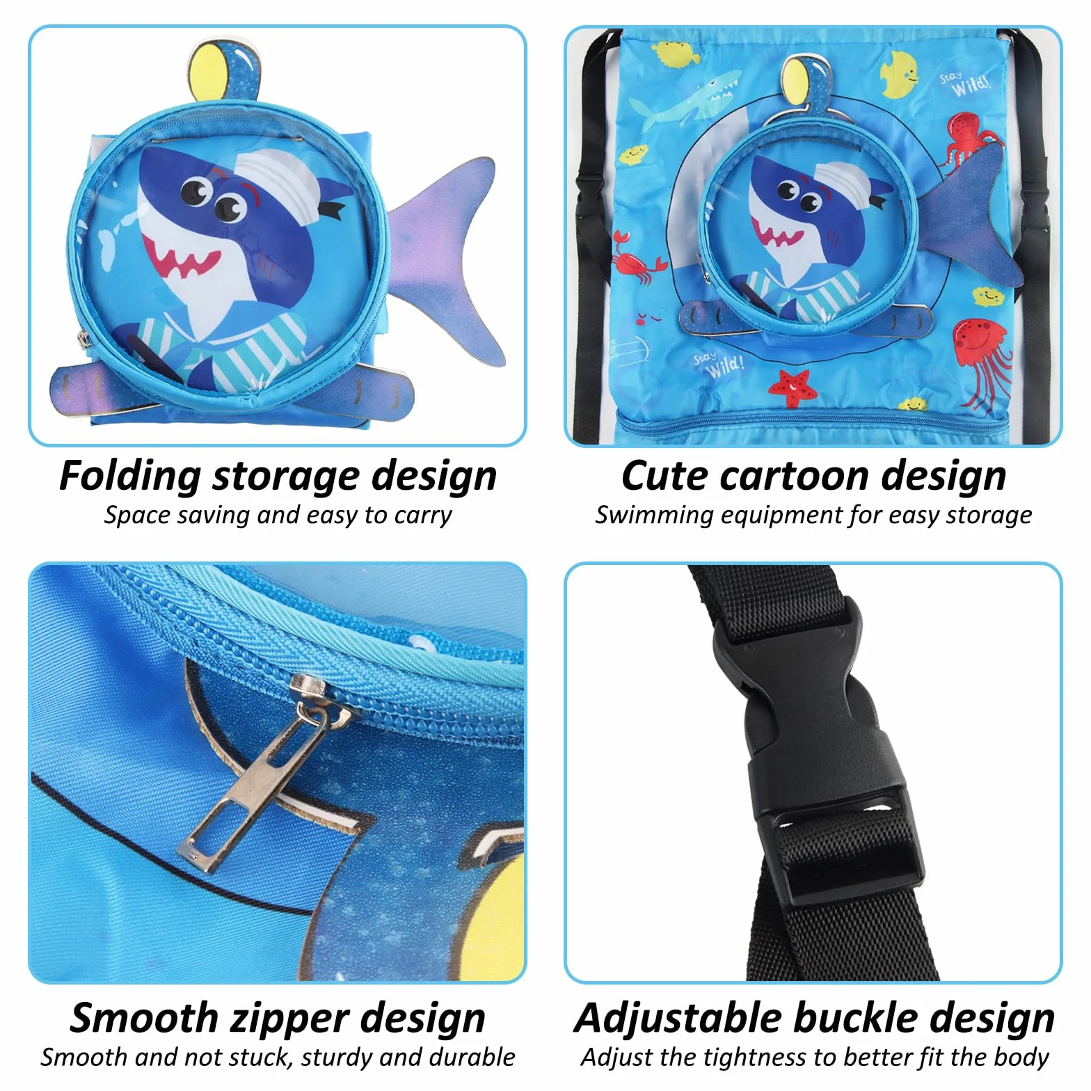 ZoneYan Mochila Cuerdas Niños Impermeable Bolsa Natación Piscina Separación Seco-Húmedo Compartimento Zapatos