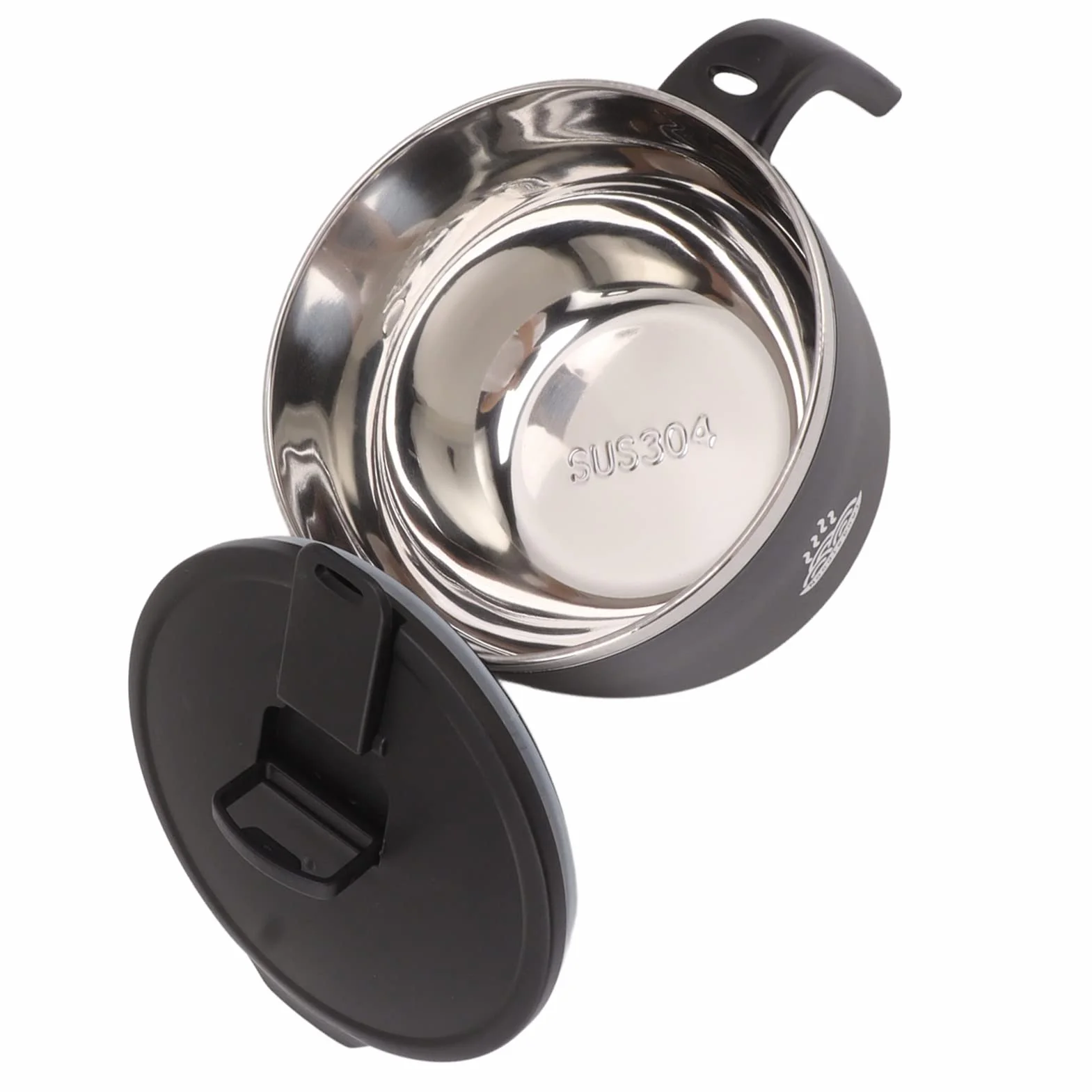 gernie Tazón de Fideos Instantáneos, Tazón de Ramen Instantáneo de Acero Inoxidable de 900 Ml con Tapa y Soporte para Teléfono Tazón de Sopa de Fideos Instantáneos, Cocina de Fideos