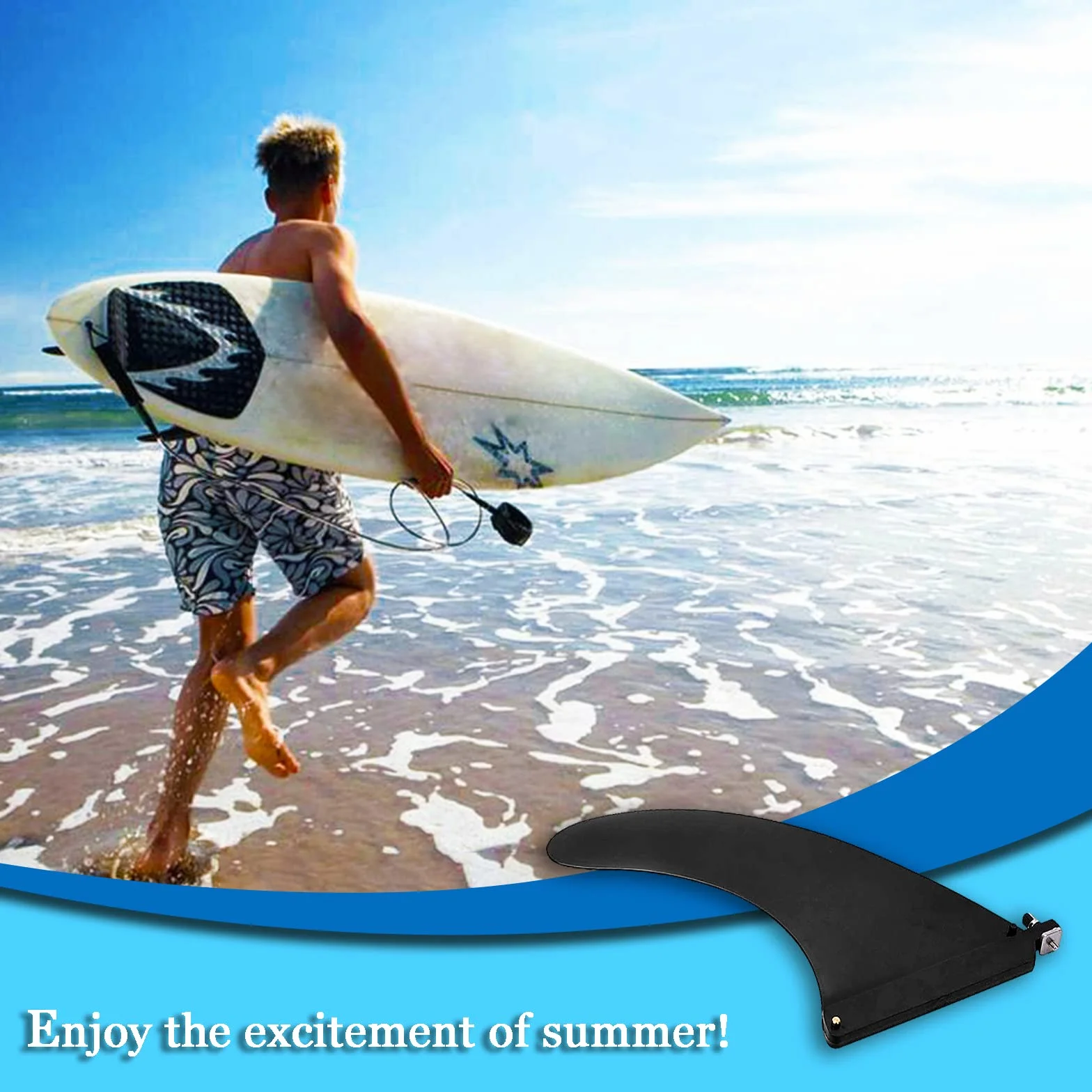 Aleta de Tabla de Surf de Nylon, Quilla Central para Tablas Largas, Kayak Inflable y Tabla SUP (Negro)