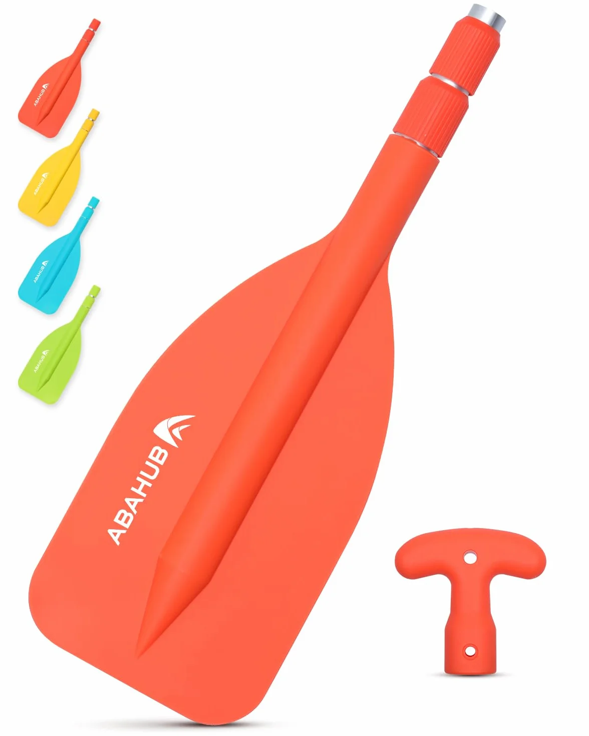 Abahub Remo Telescópico 53-106cm Emergencia Mango en T Timón Ligero Auxiliar Eje Aluminio para Kayak Inflable Azul Naranja Amarillo