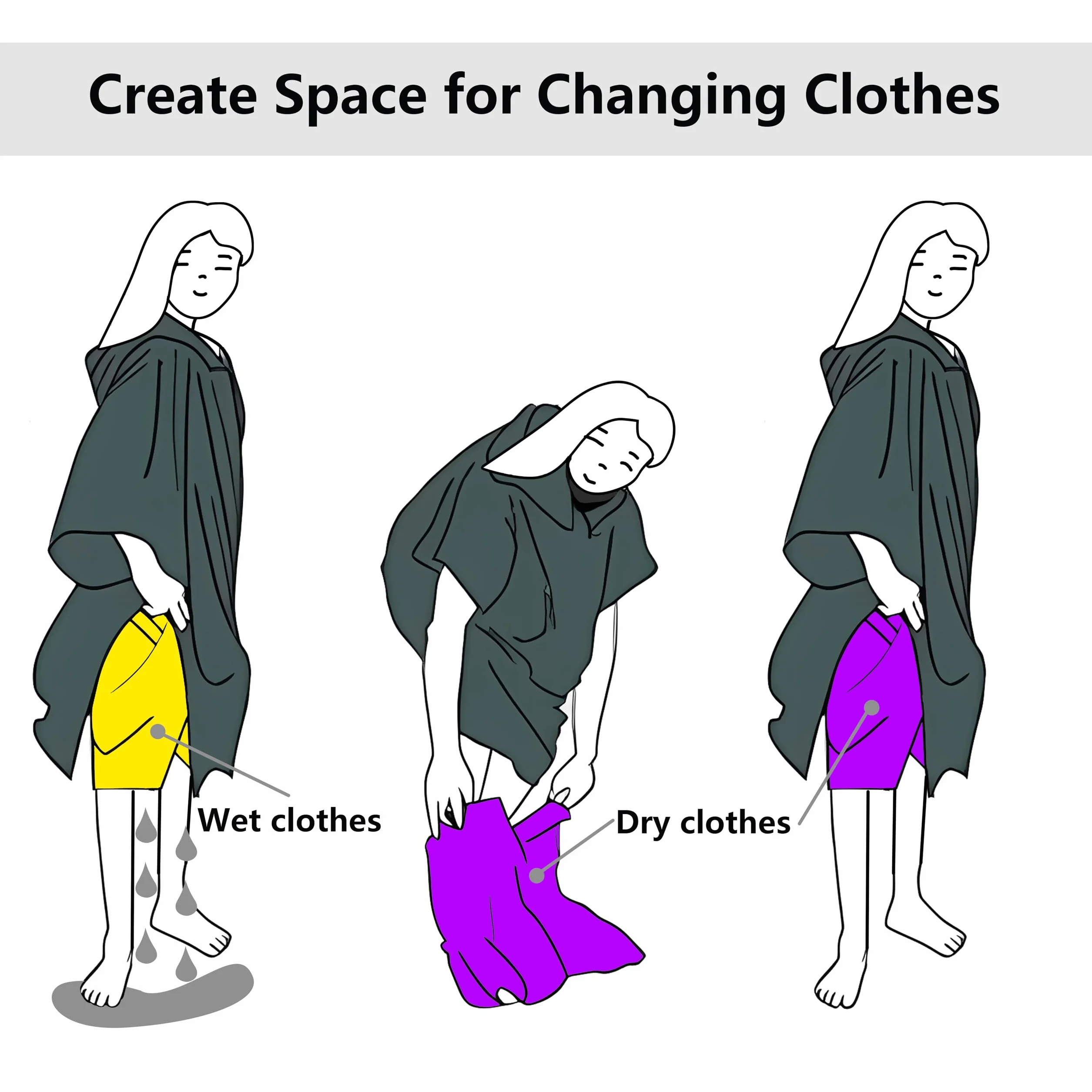 Toalla de Secado Rápido, Capa de Surf, Bata de Baño con Capucha y Bolsillos para Mujeres y Hombres, Natación, Playa (Adult-M)