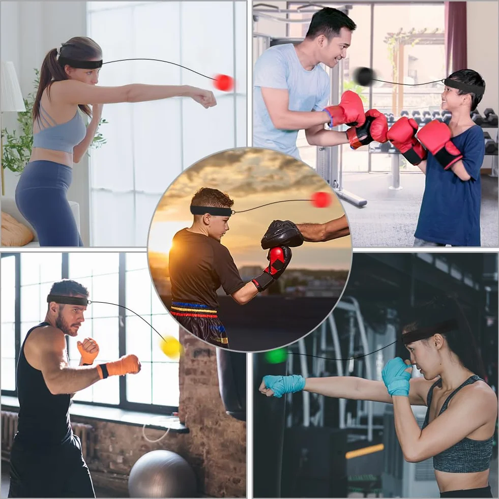 flintronic Pelota de Reflejos Boxeo, Bola de Entrenamiento de Boxeo con Diadema para Fitness MMA Muay Thai