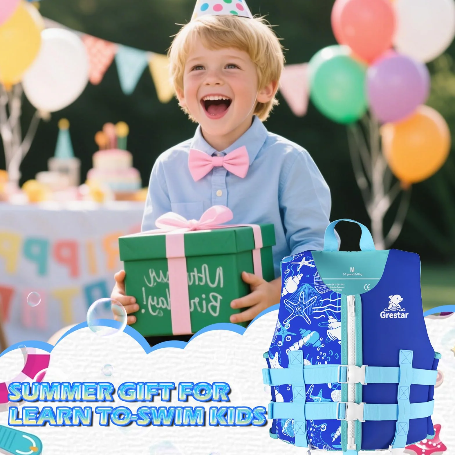 Grestar Chaleco Flotador Infantil Neopreno 2-9 Años 15-35 kg
