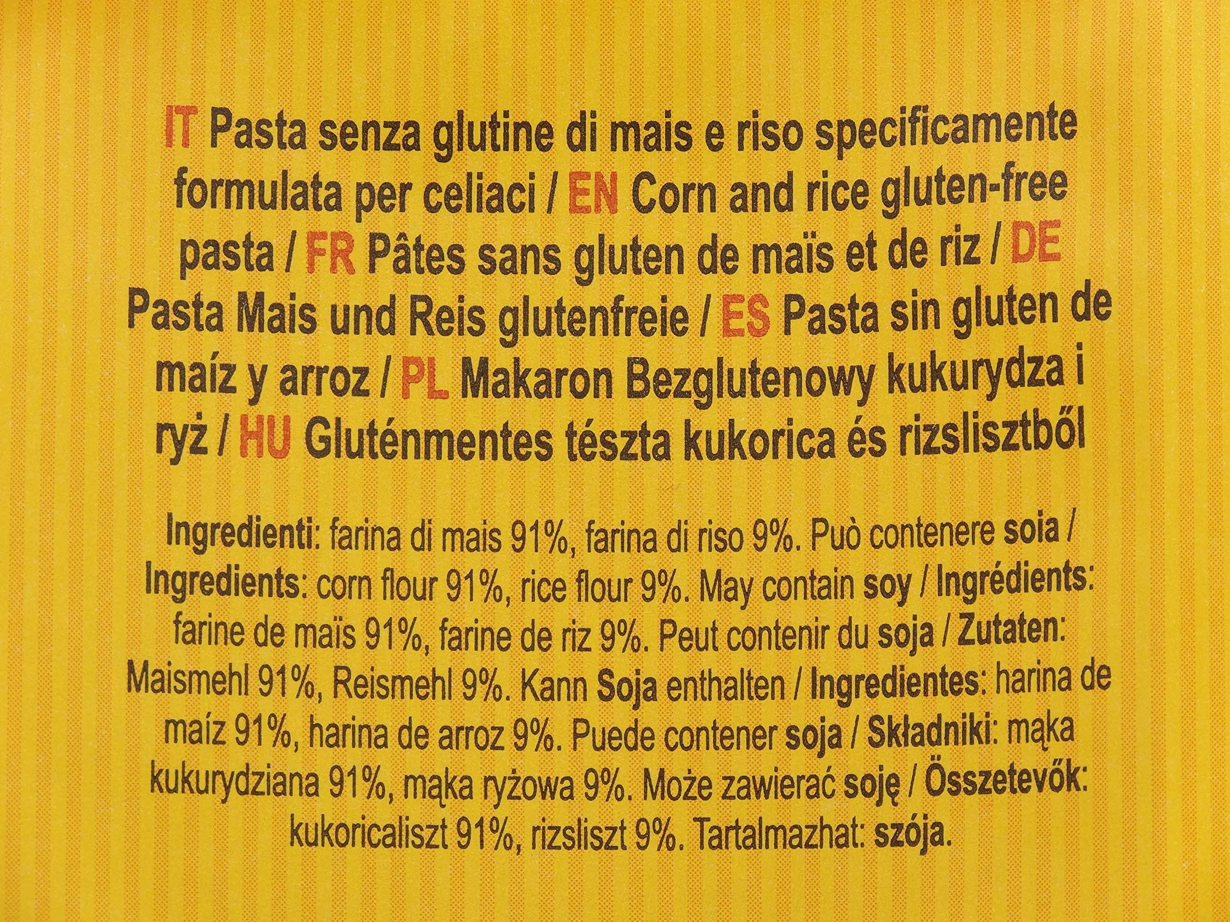 DialSì Pasta Sin Gluten Penne Maíz y Arroz 400g
