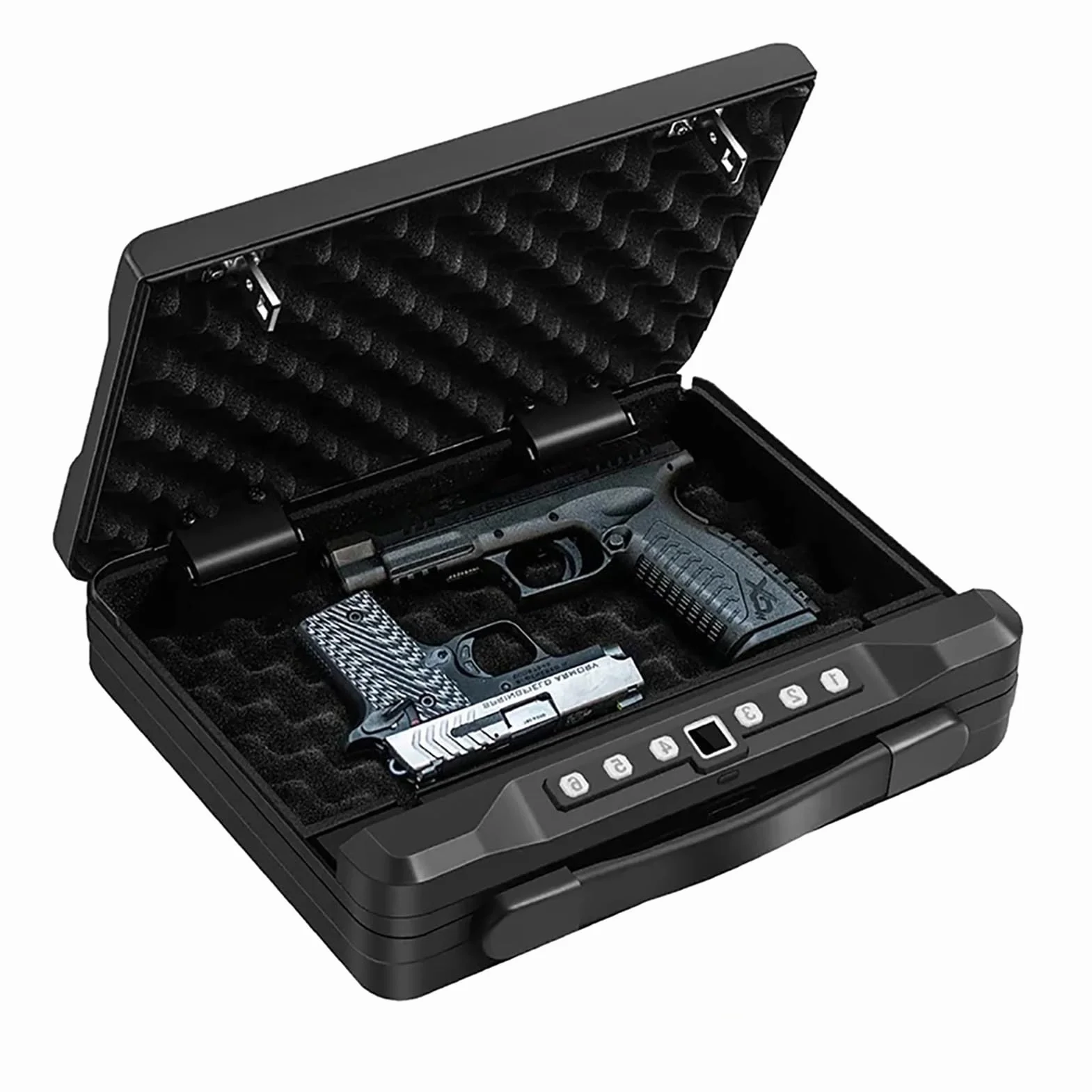 Caja Fuerte Biométrica para Armas y Dinero, Pequeña con Contraseña y Huellas Dactilares