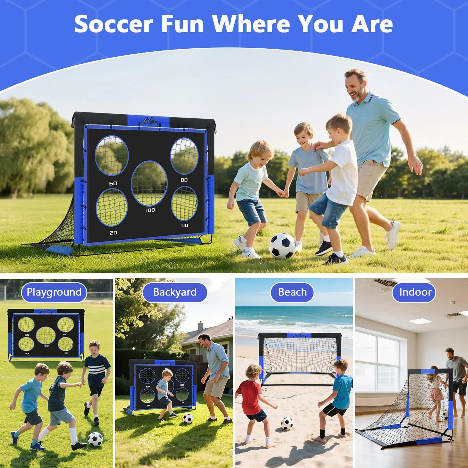 MoKo Portería de Fútbol Plegable con Red, Equipo de Entrenamiento Portátil para Niños