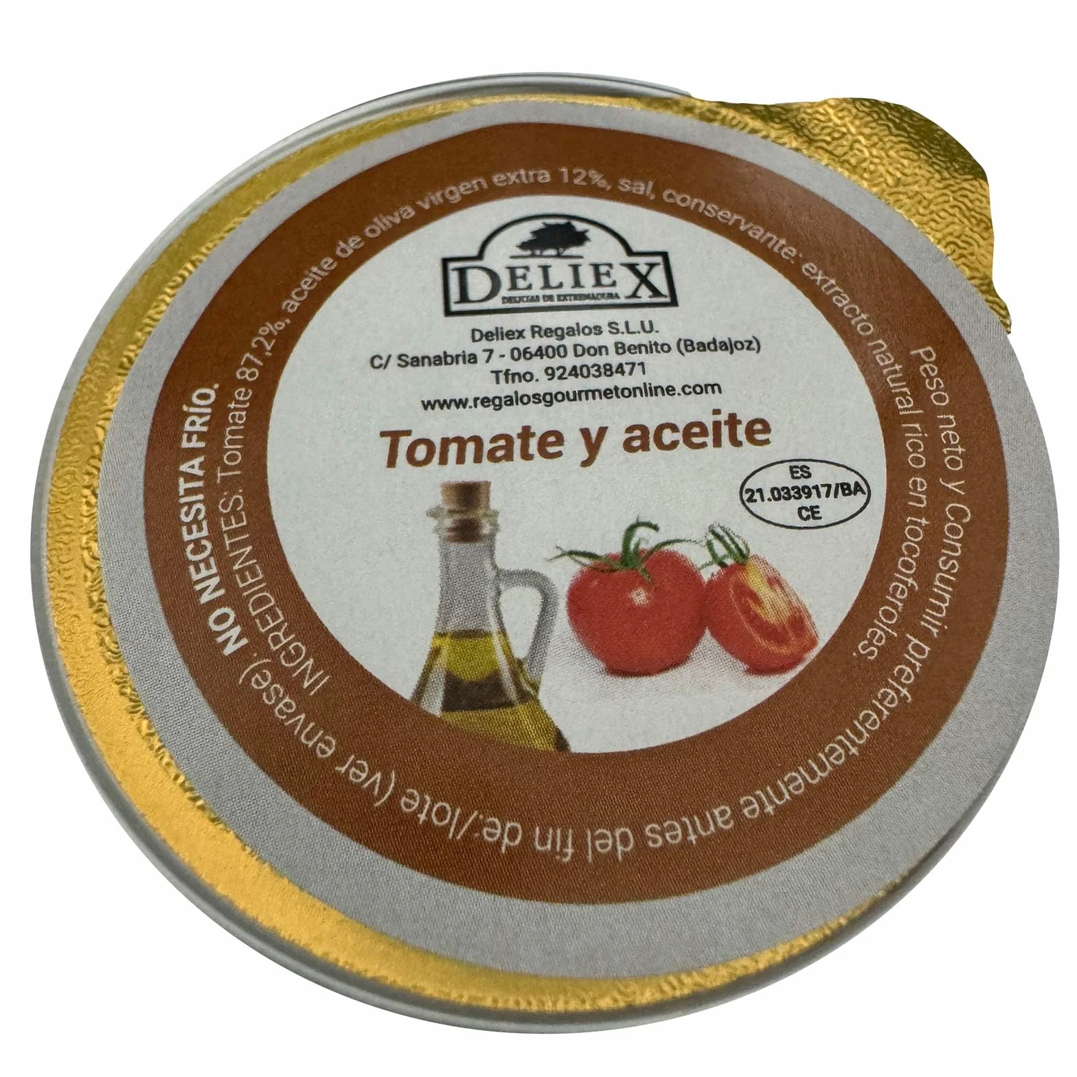 Deliex - Monodosis de tomate y aceite 45 unidades x 25 gr, Desayuno tradicional Extremeño en pequeñas latas de aceite de oliva virgen extra y tomate triturado