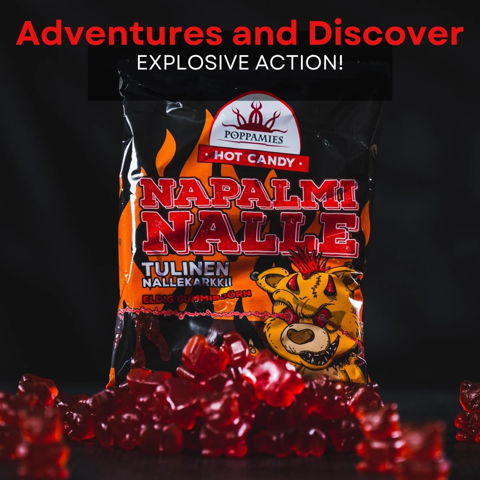 NapalmiNalle Gomitas picantes de osito Chili Fruit Gums Sweets 125 g Sin gluten vegano
