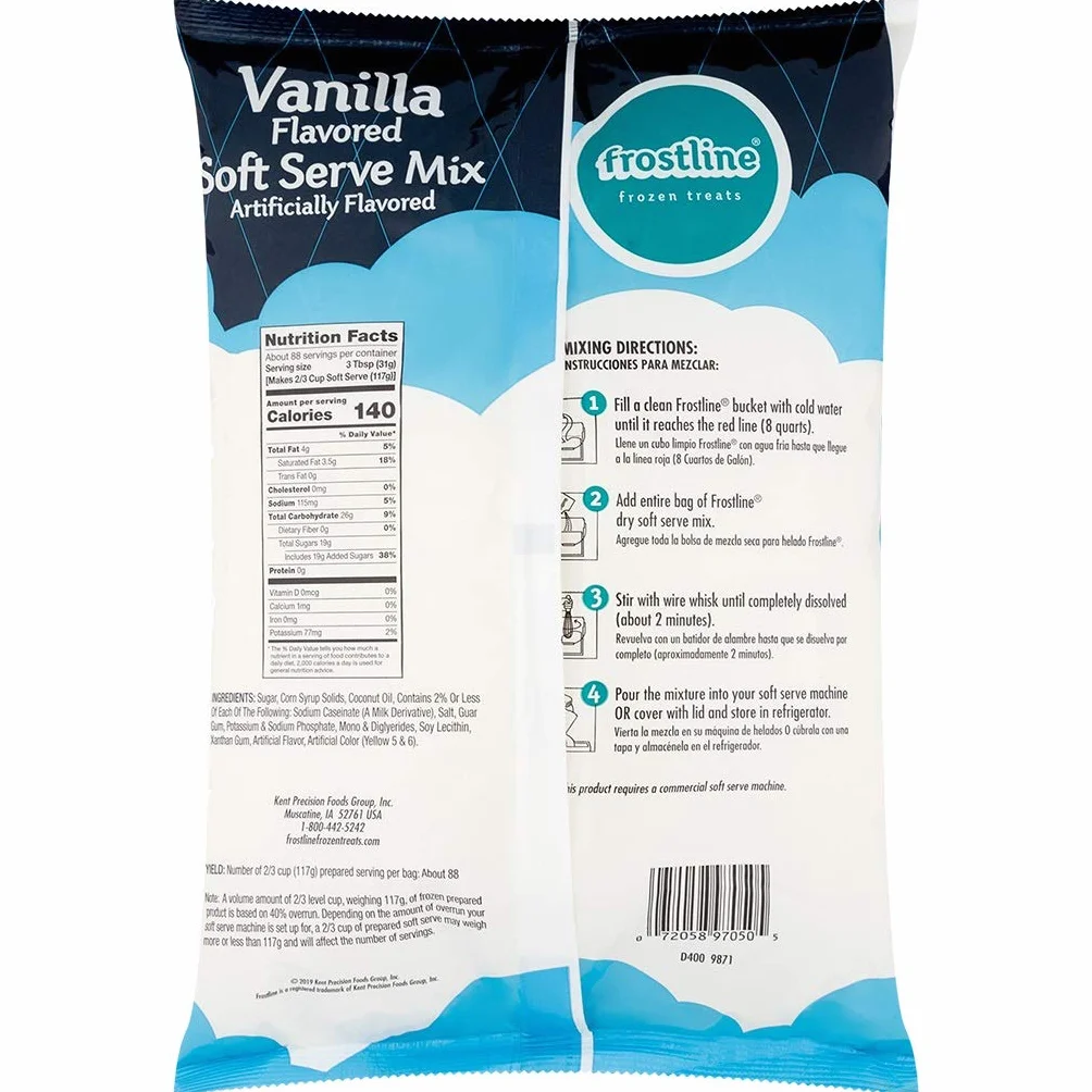 Frostline Vanilla Soft Serve Ice Cream Mix (Large 6 Pound Bag)