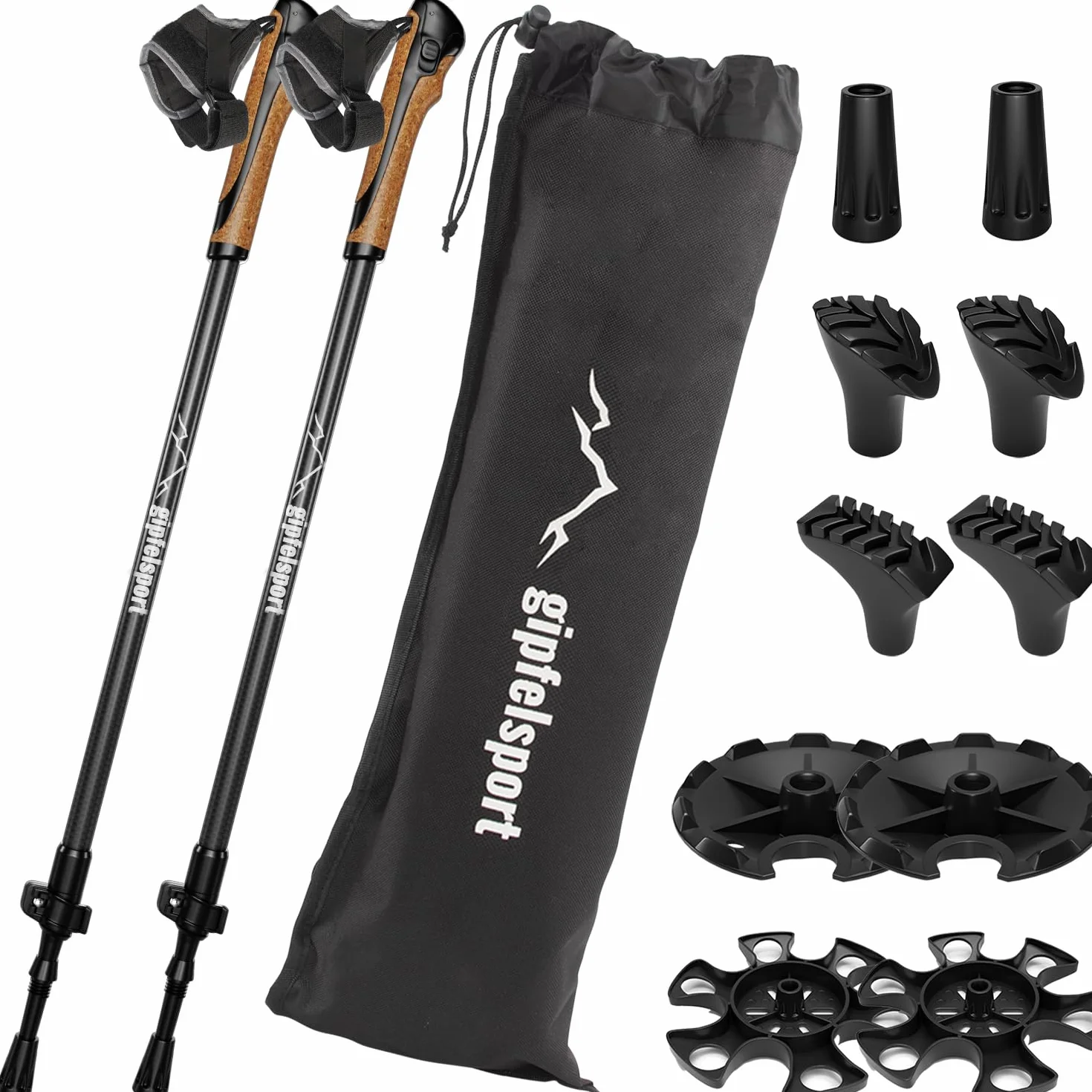 Gipfelsport Bastones de Marcha Nórdica Carbono Aluminio Telescópicos Ajustables 77-120 cm Senderismo