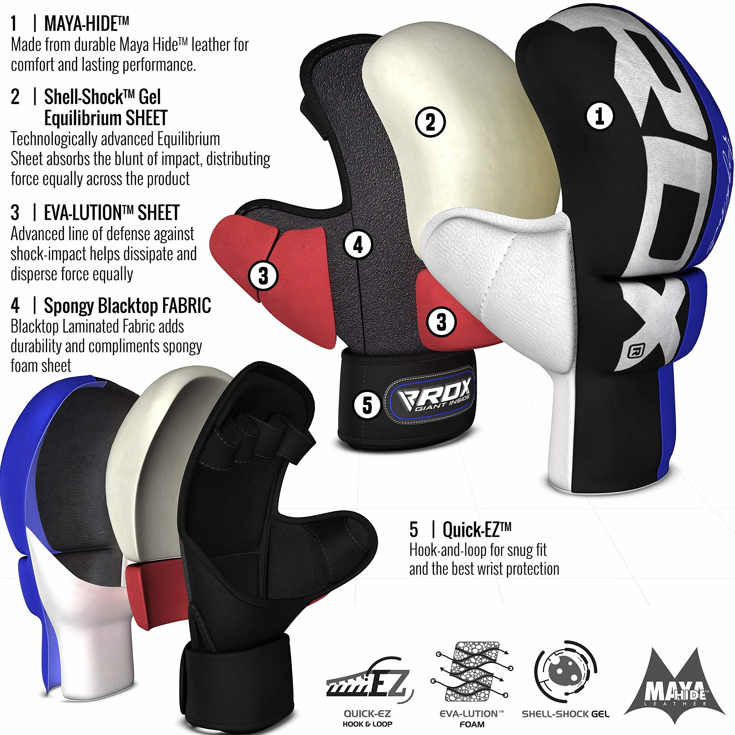 RDX Guantes Maya Cuero Entrenamiento MMA Muay Thai Kick Boxing