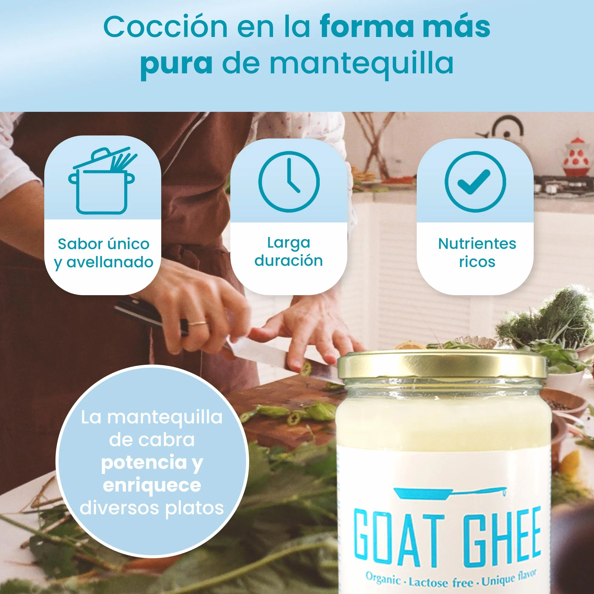 Ghee Easy Bio Ghee de Cabra 500g - Mantequilla de Cabra Clarificada Pura - 100% Orgánica - Ideal para Paleo y Keto - Libre de Gluten y Lactosa - Ayurveda