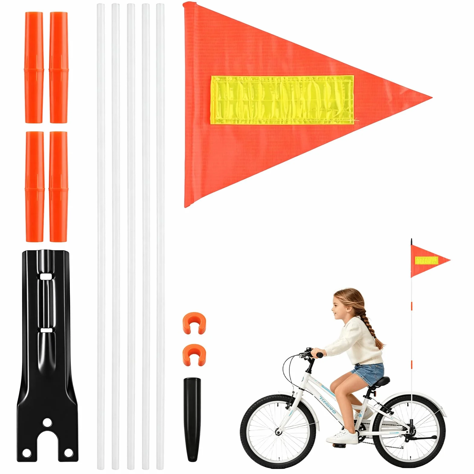 Bandera de Seguridad Altura Ajustable para Bicicleta Visibilidad en Carretera