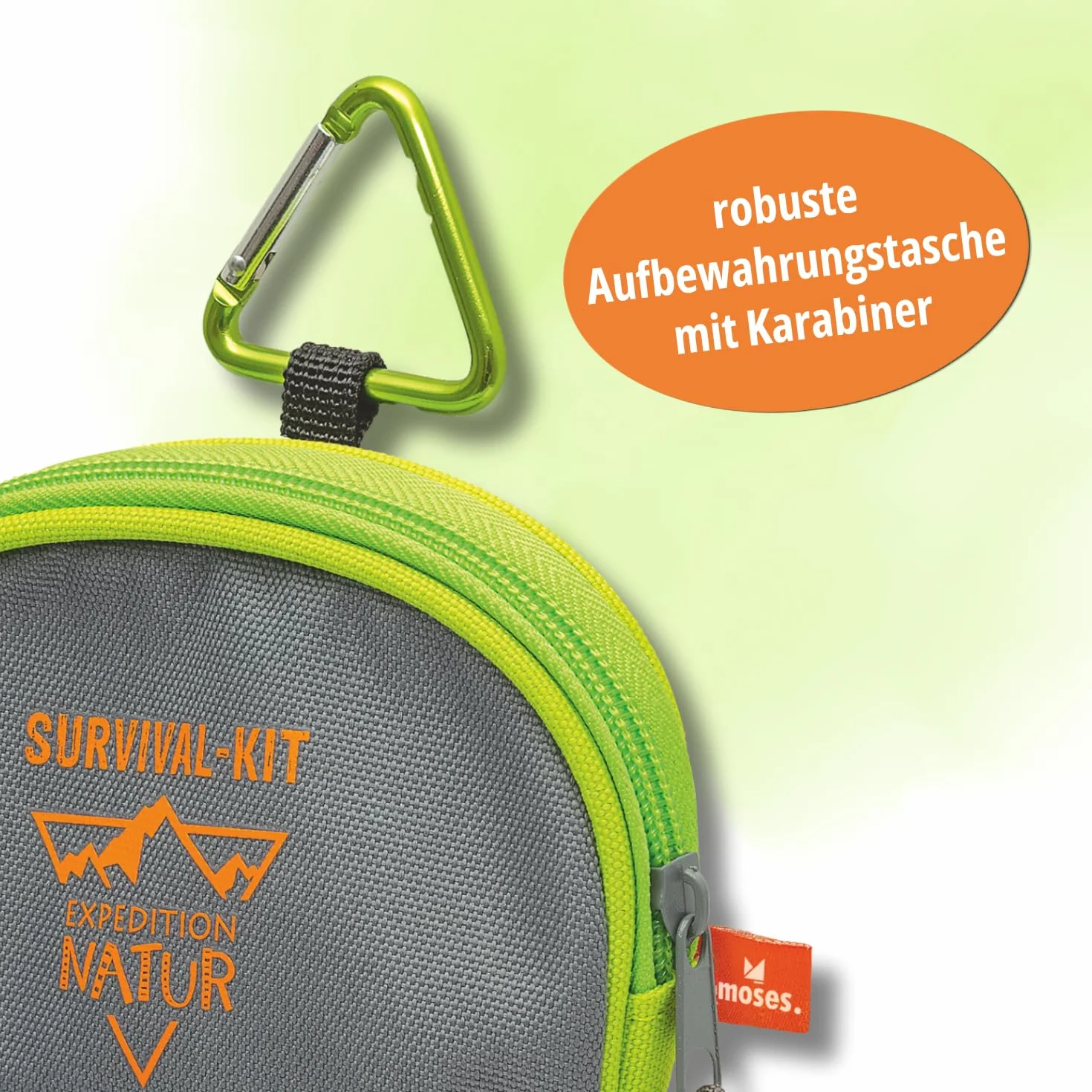 Moses Expedition Natur Survival Kit para niños con linterna brújula iniciador fuego silbato paracord juguete aventura compacto bolsa mosquetón