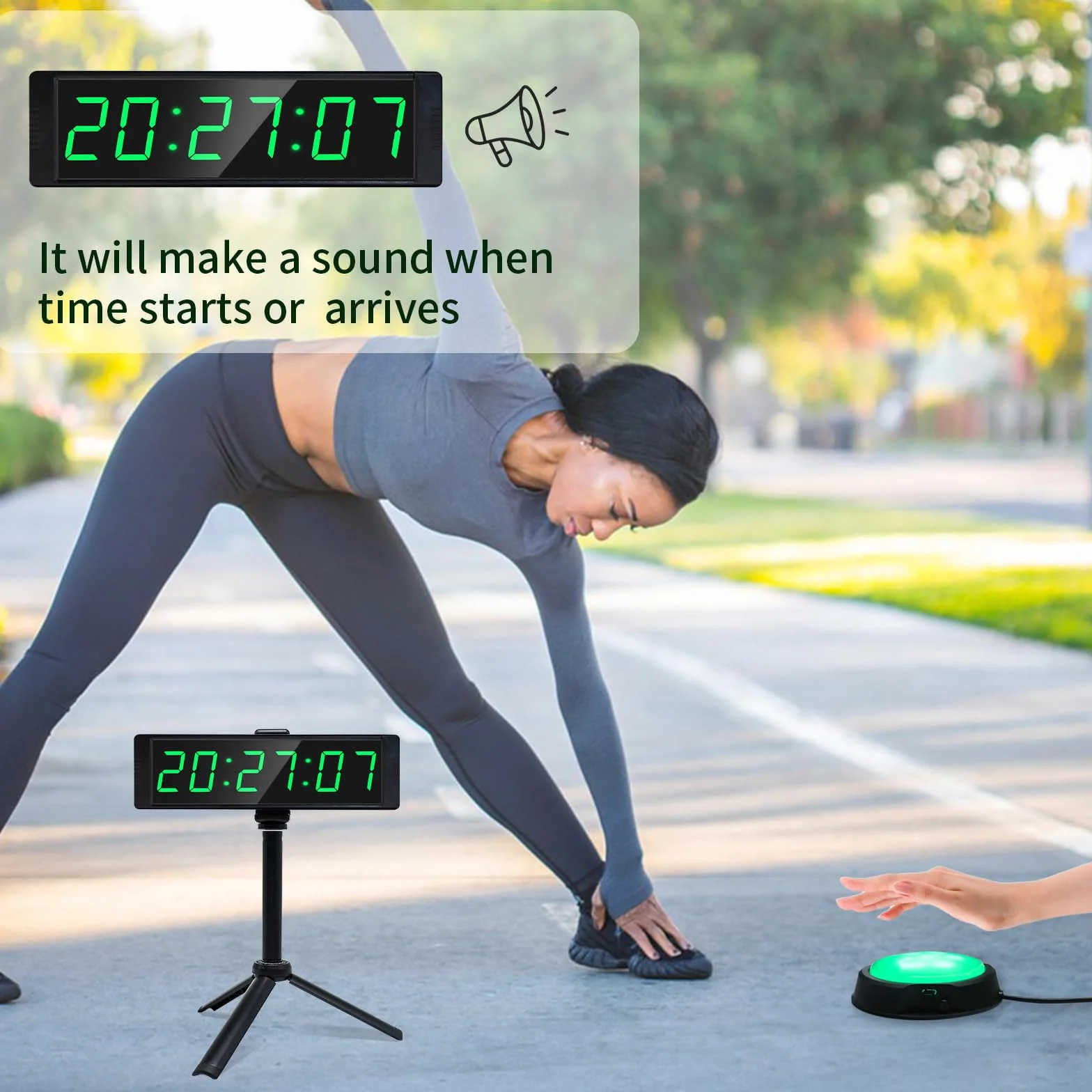 Temporizador Digital LED 12/24H con Botón Cronómetro, Cuenta Regresiva/Up, Reloj Pared Grande, Deportivo Portátil