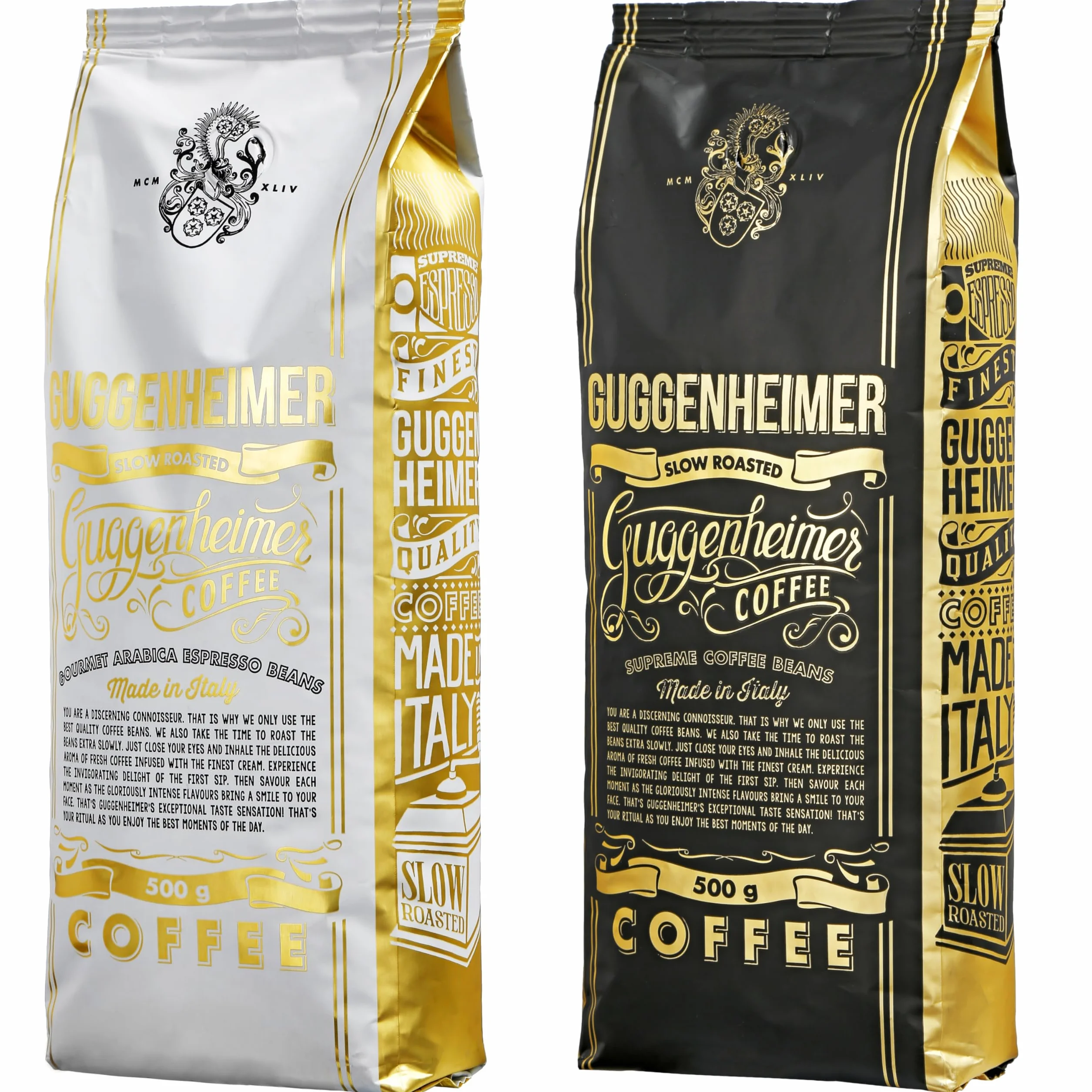 Guggenheimer Coffee Pack Degustación Café En Grano 1kg (2x500g) Supreme Y Gourmet Arabica Tueste Italiano Baja Acidez