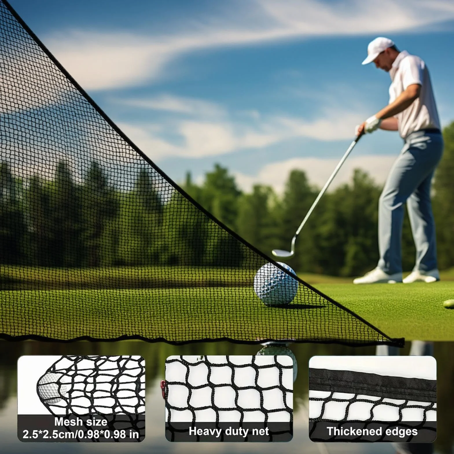 Red de Entrenamiento de Golf 2.1x2.1m con Sacoterreno Malla Deportiva para Interiores y Exteriores