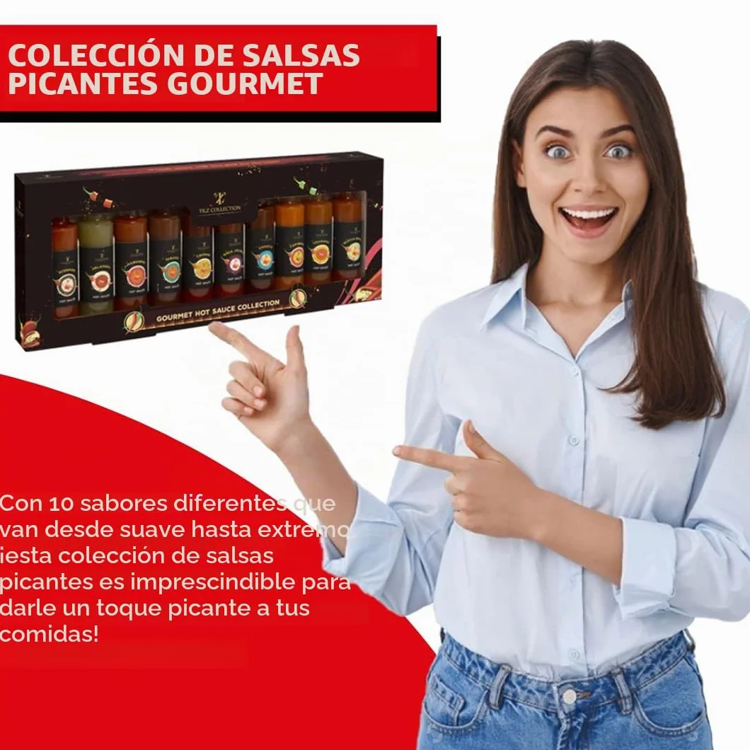 Regalos de salsa picante gourmet para hombres - Juegos de 10 botellas de vidrio 50 ml para amantes de chiles